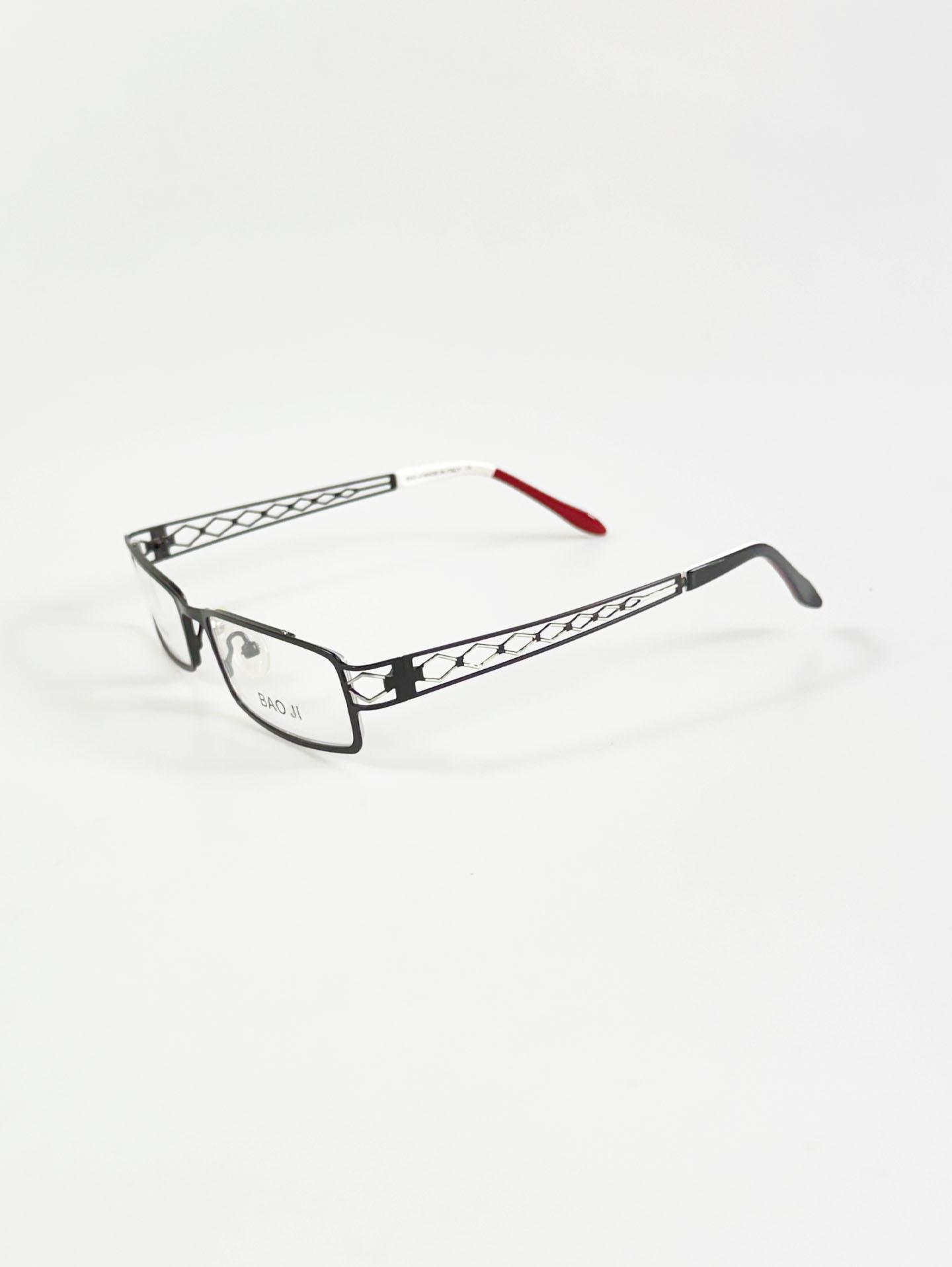 BAO JI Black Slim Square Metal Glasses