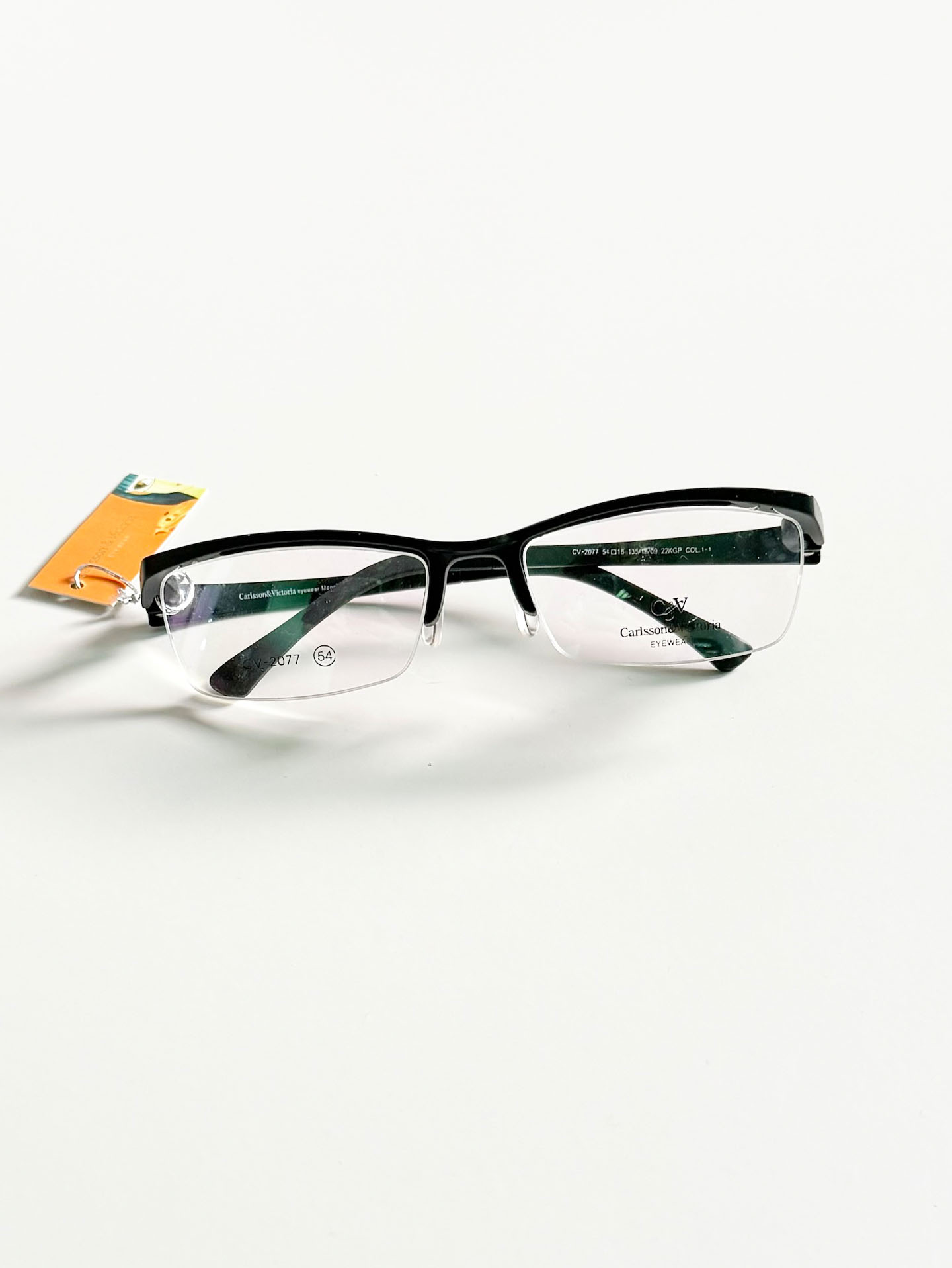 CARLSSON & VICTORIA Black Square Half-Rim Glasses