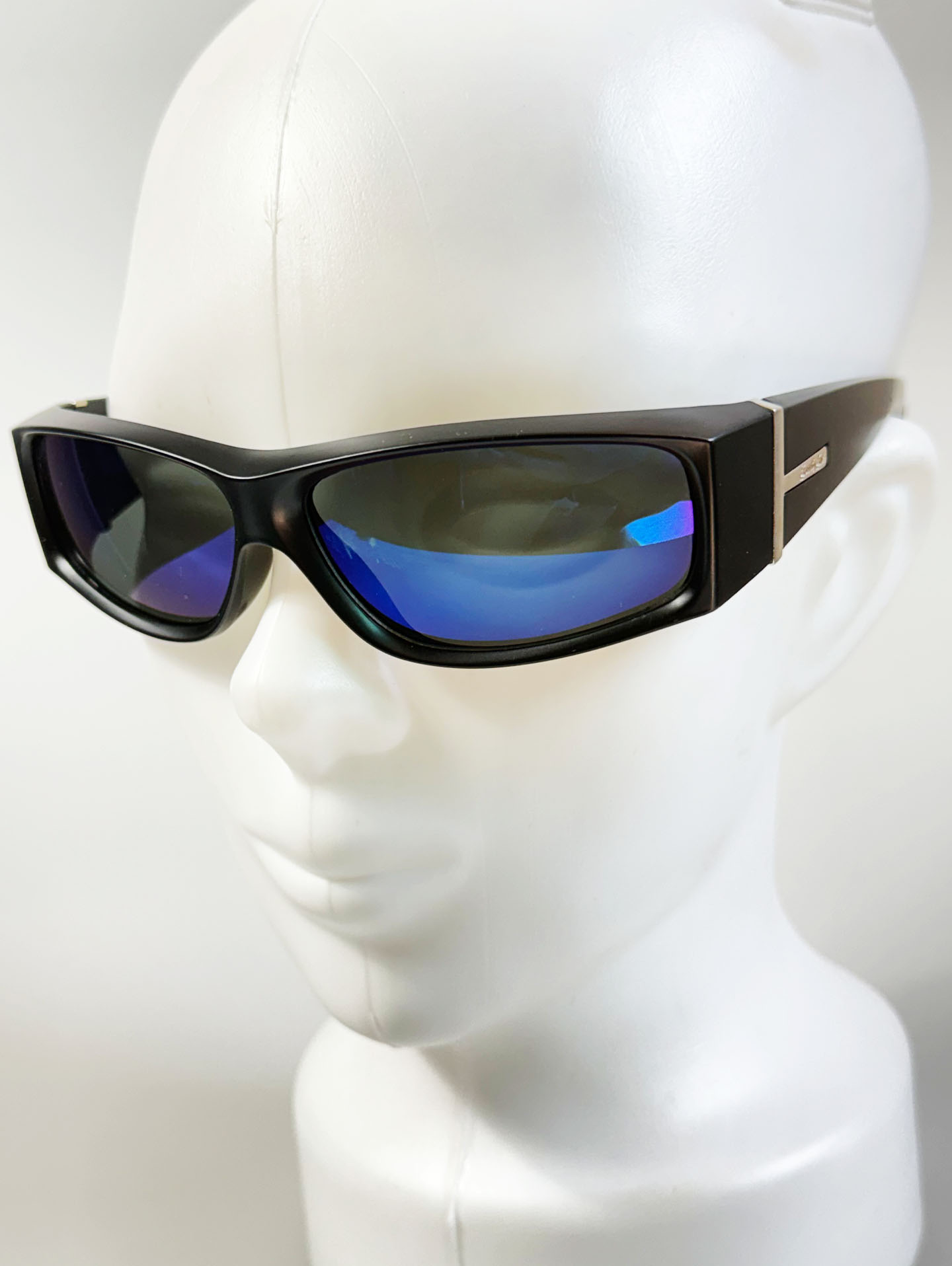 90's SOUTH SIDE Black Wraparound Square Frame Sunglasses