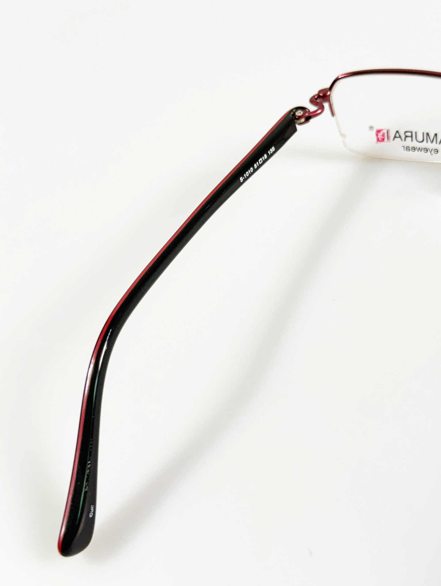 SAMURAI Eyewear Red Wine Half-Rim Square Metal Glasses