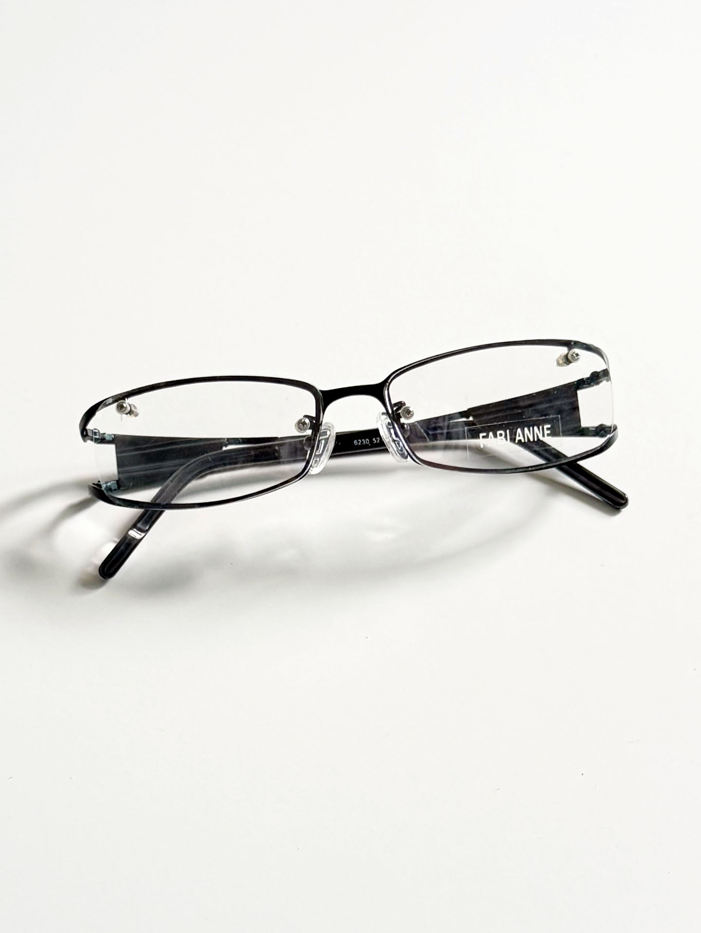 FABI ANNE Black Geometric Slim Square Metal Frame Glasses