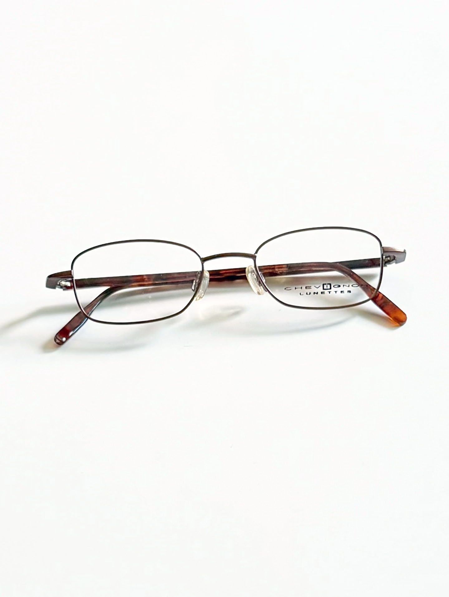 90's CHEVIGNON LUNETTES Brown Slim Square Metal Glasses