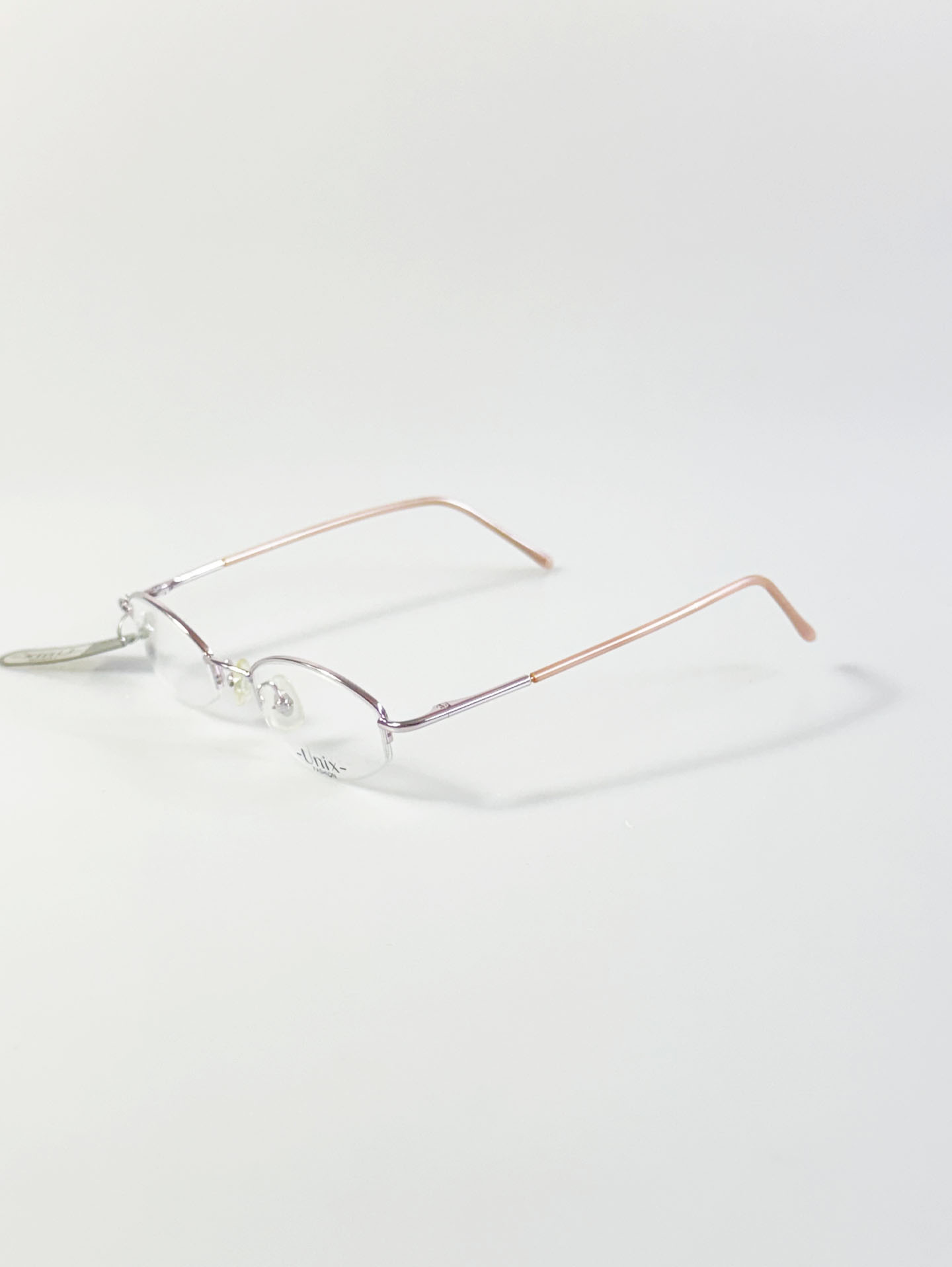 UNIX Light Pink Half-Rim Oval Metal Glasses
