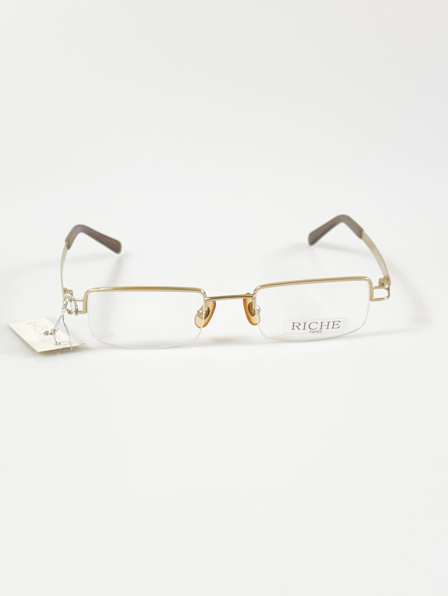 RICHE PARIS Gold Squaare Half-Rim Metal Glasses