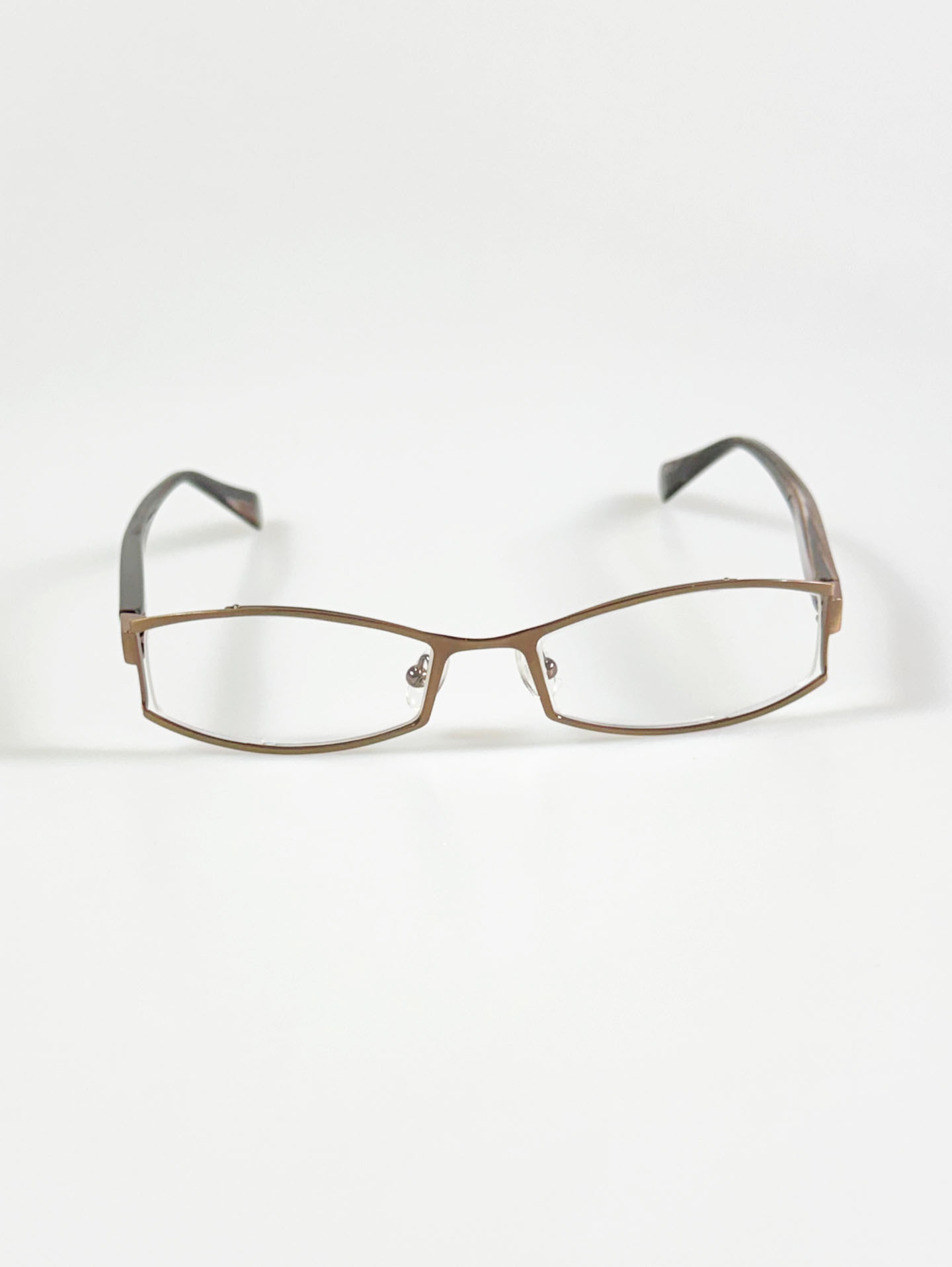LUXURY Eyewear Bronze Slim Square Metal Frame Glasses