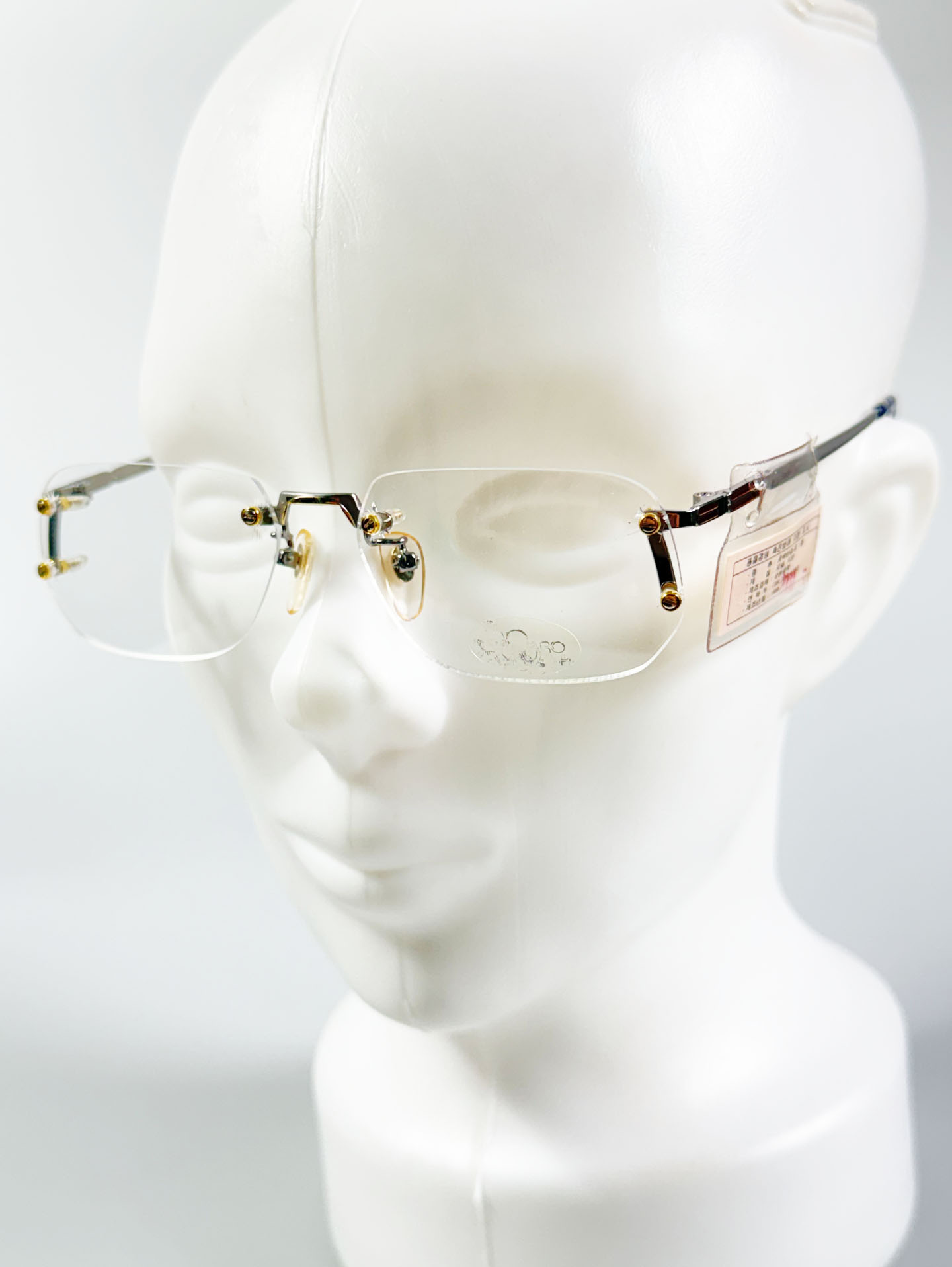 90’s REABEARO Rimless Square Silver Metal Glasses