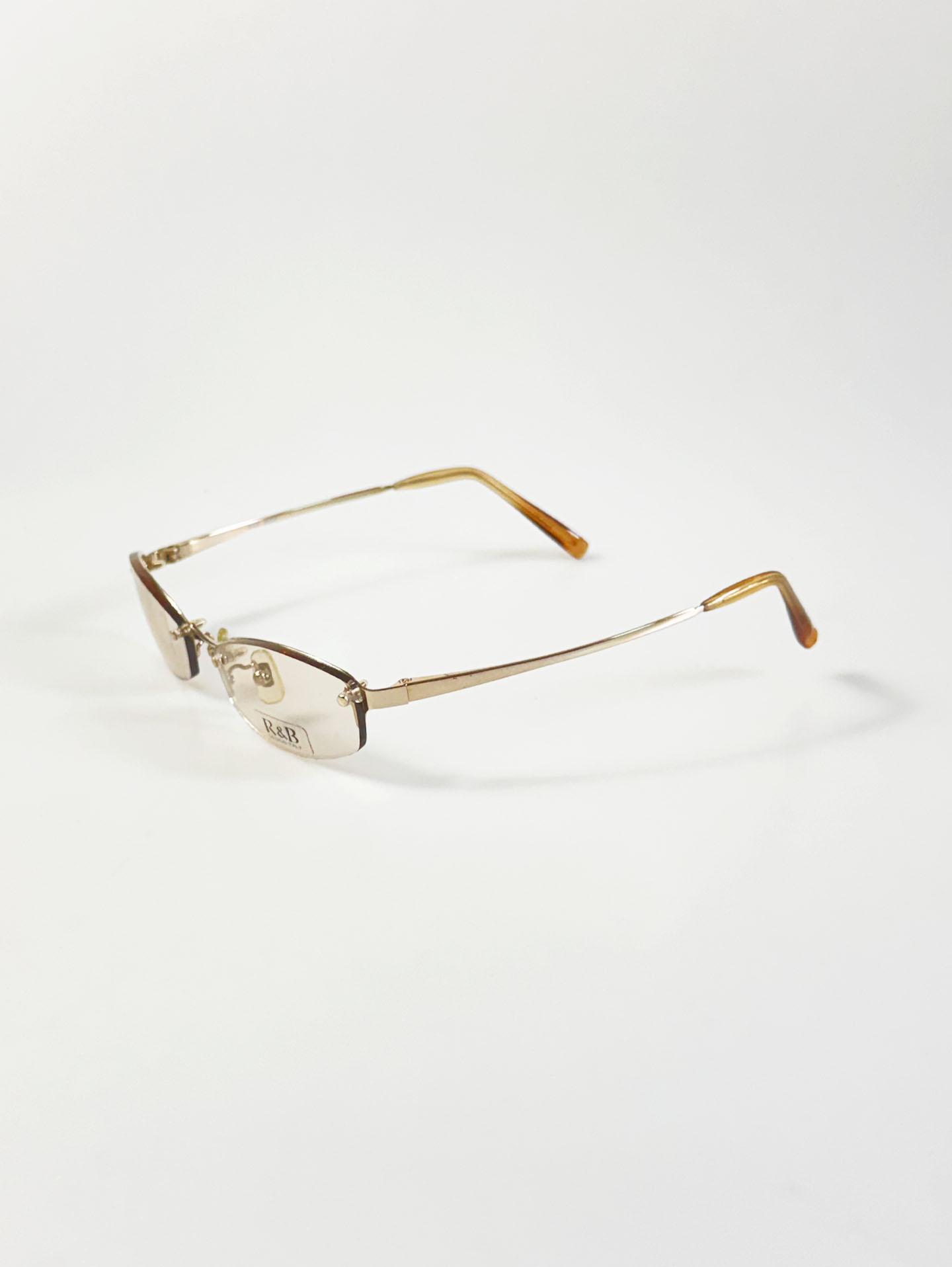 R&B Eyewear Rimless Square Gold Metal Glasses