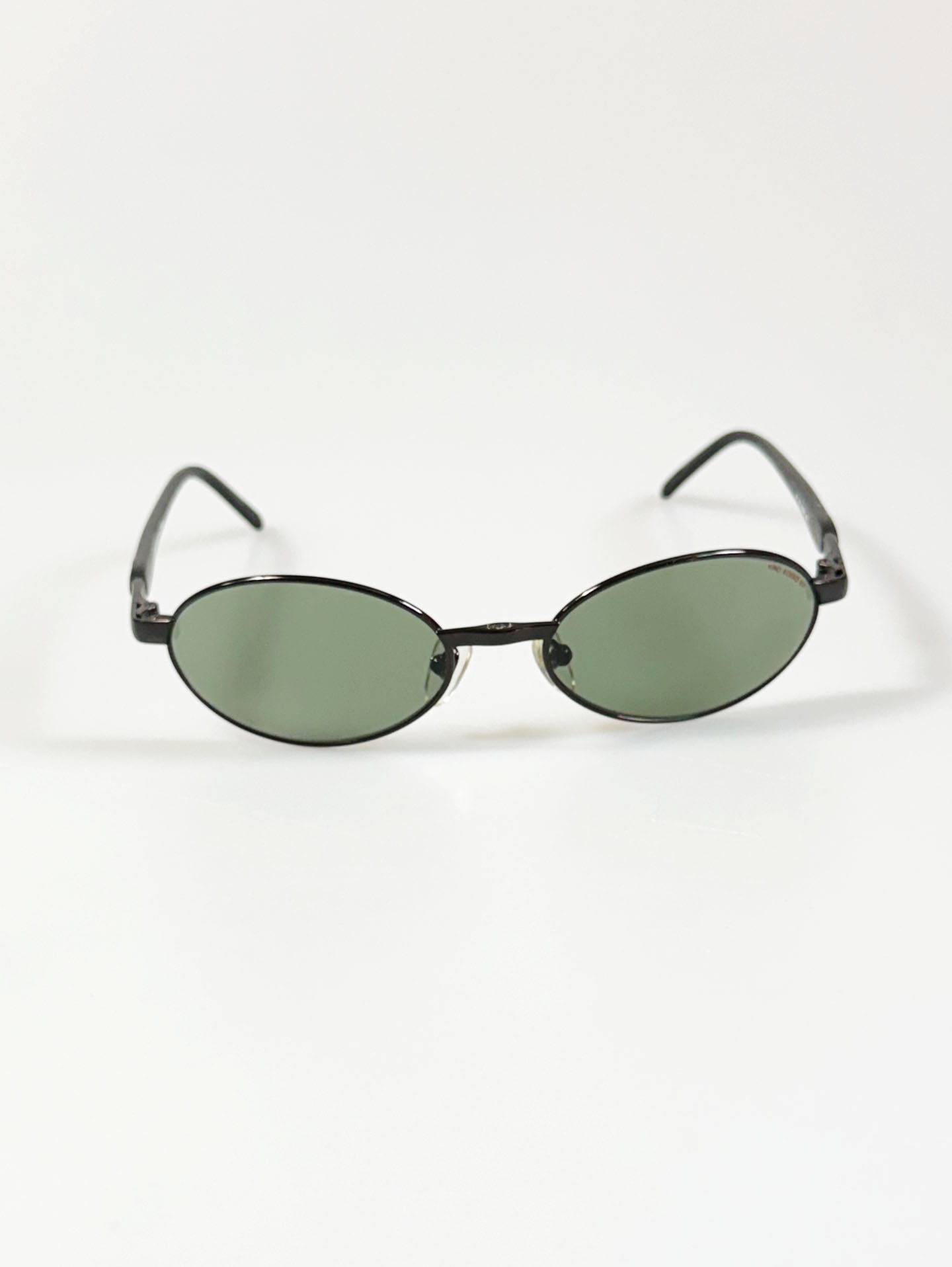 90's VINO ROSSO Black Metal Slim Oval Sunglasses