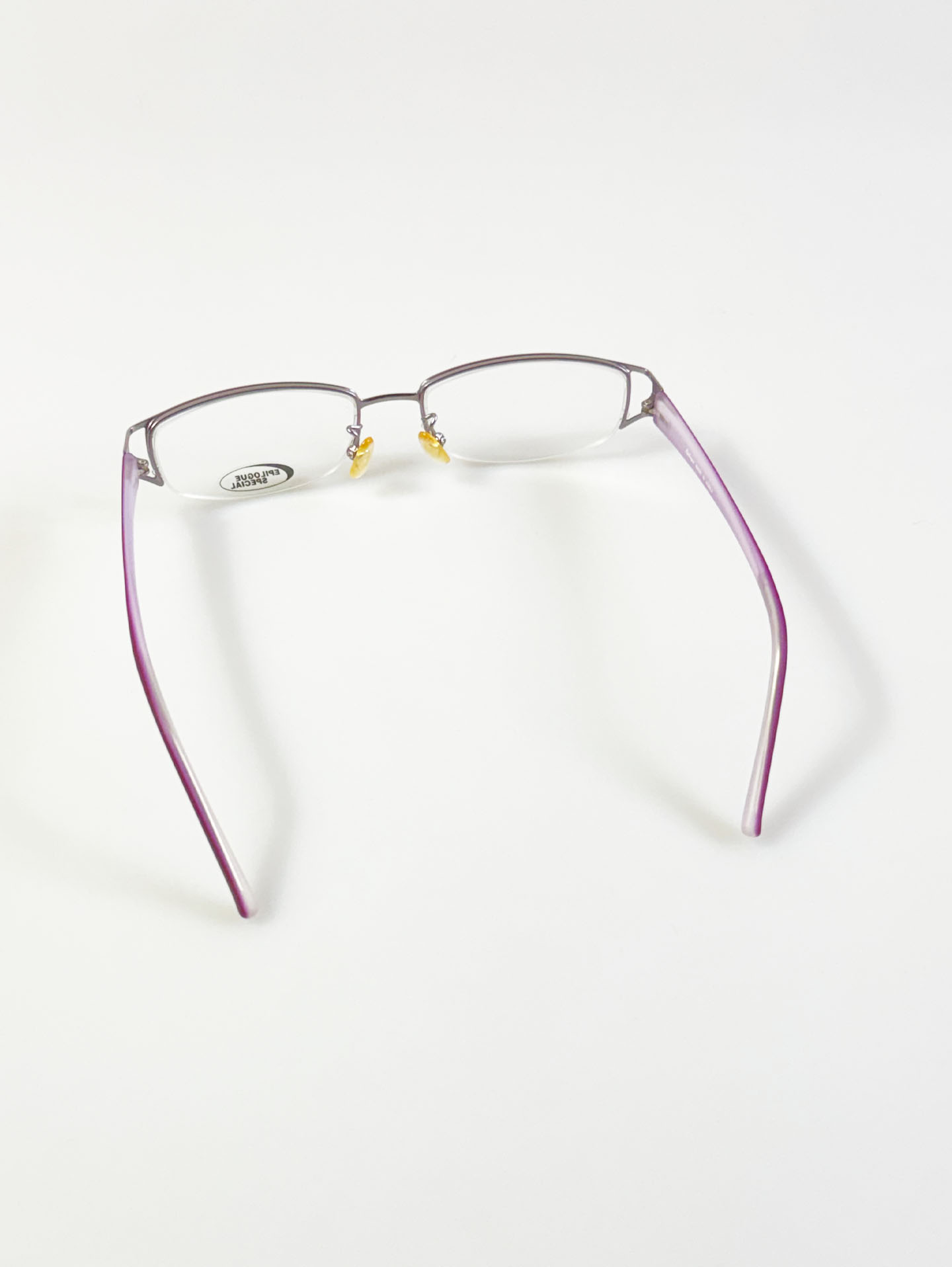 EPILOGUE Lavender Silver Half-Rim Square Metal Glasses