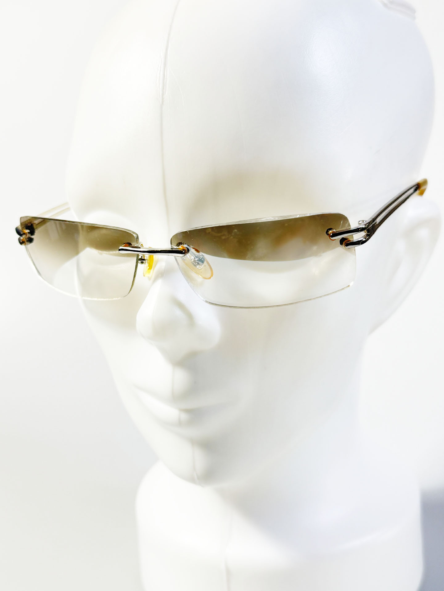 SUPERHERO Rimless Silver Square Metal Frame Sunglasses