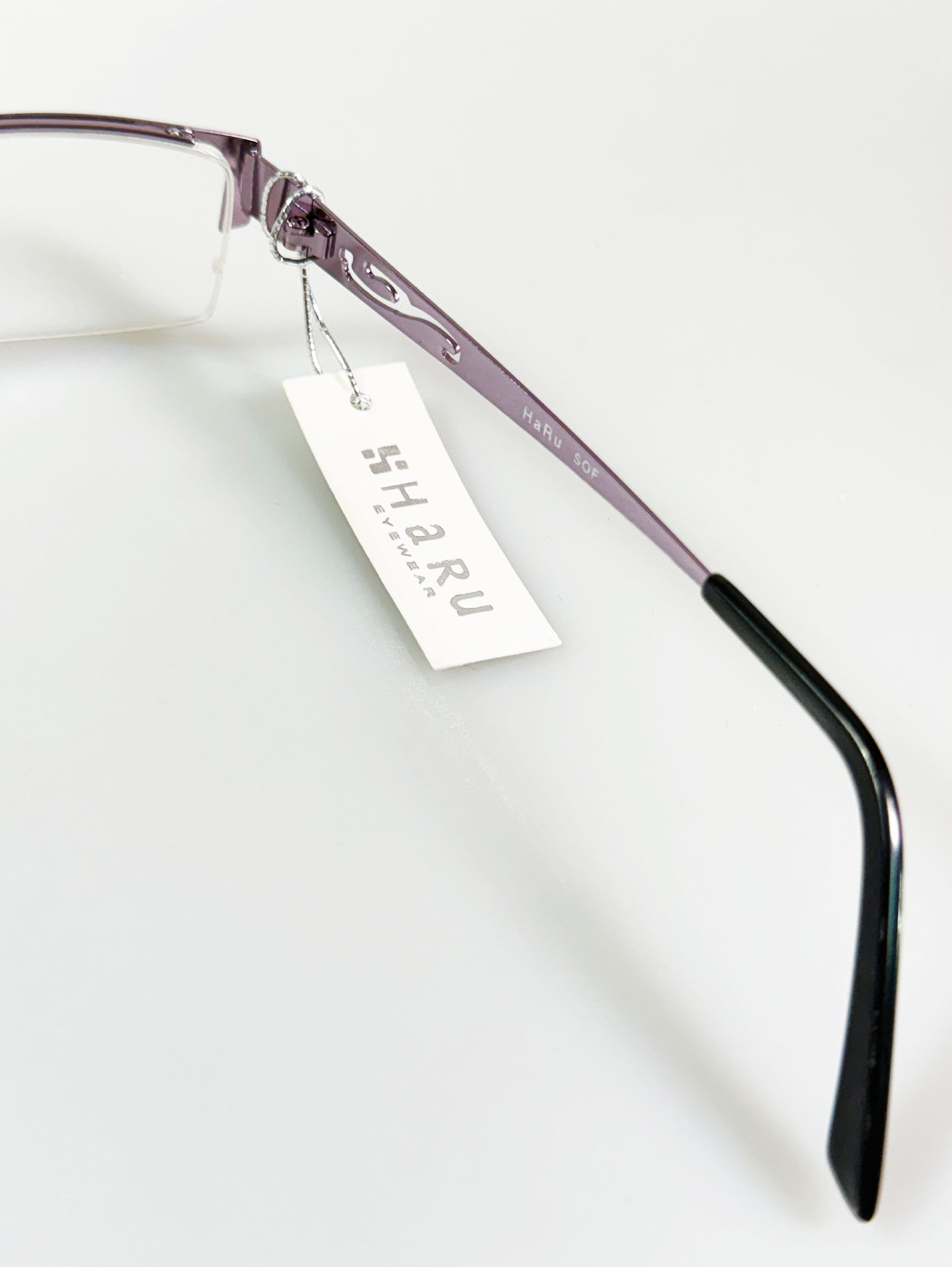 HARU Semi-Rimless Purple Square Metal Frame Glasses
