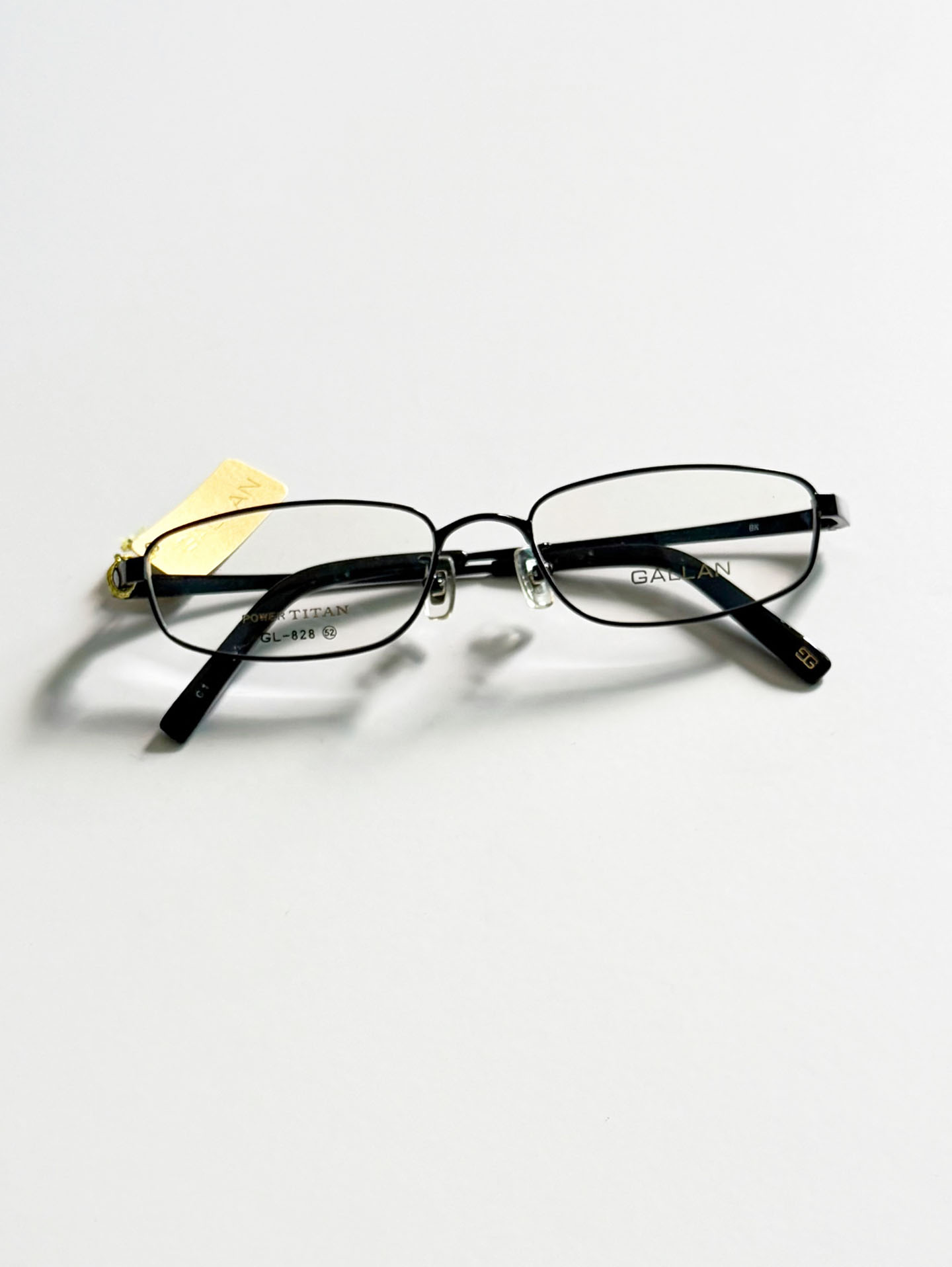 GALLAN Black Titanium Slim Square Frame Glasses