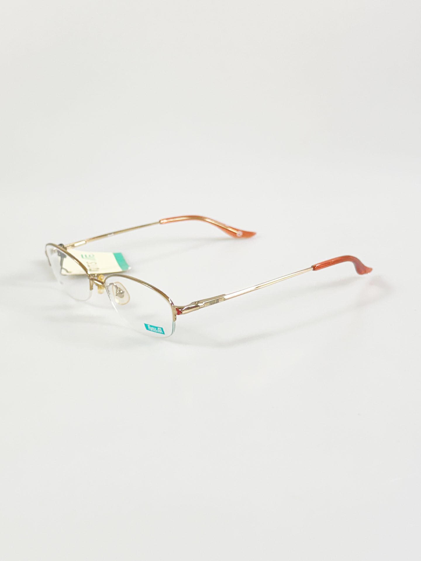 90's FUTIS Gold Semi-Rimless Square Metal Glasses