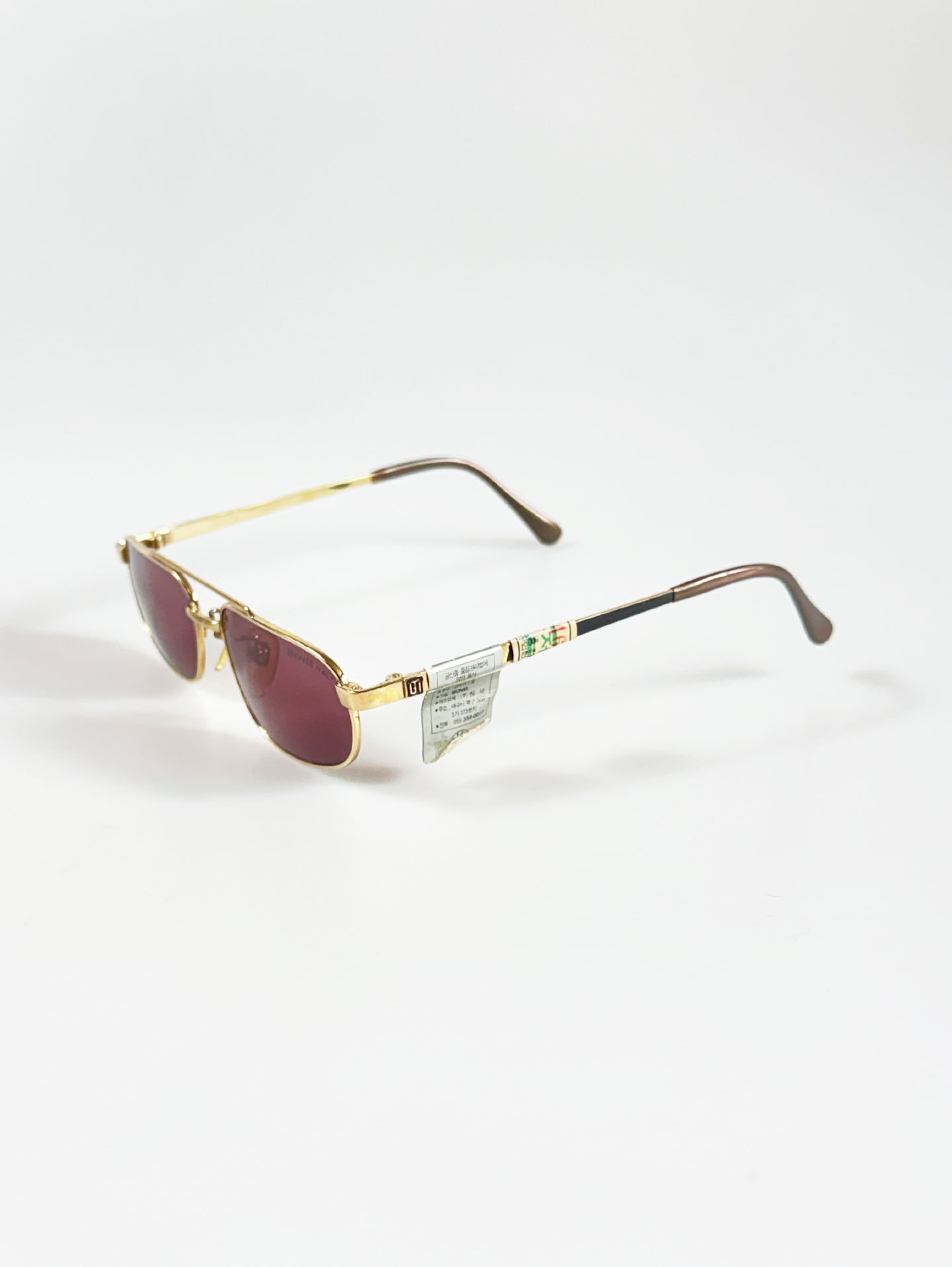 90's Marelli Italy Double Bridge Gold Metal Square Tint Sunglasses