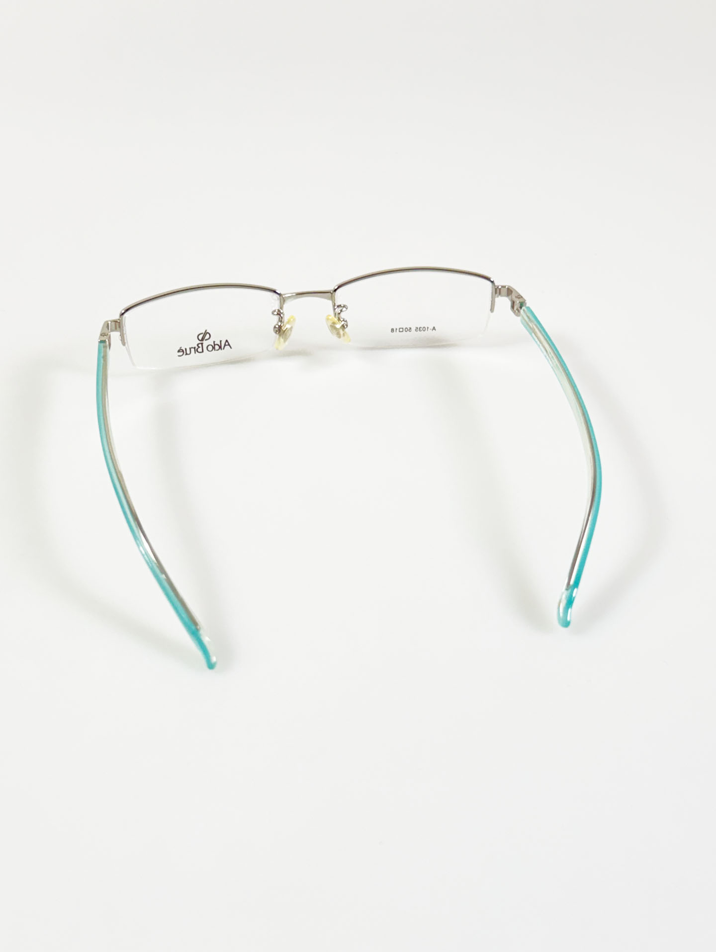 ALDO BRUE Silver Semi-Rimless Square Metal Glasses