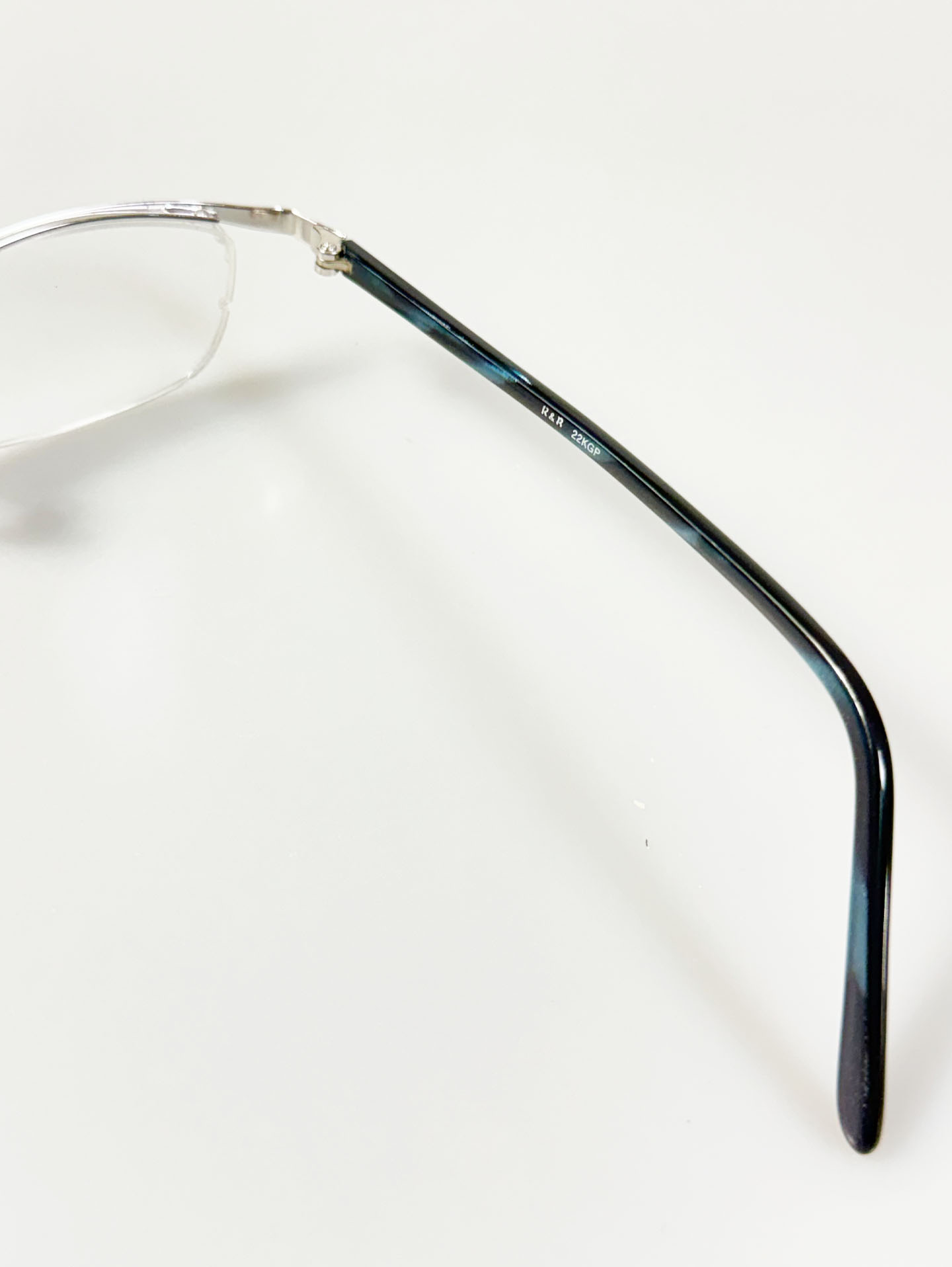 R&B Eyewear Slim Semi-Rimless Silver Tone Metal Frame Glasses