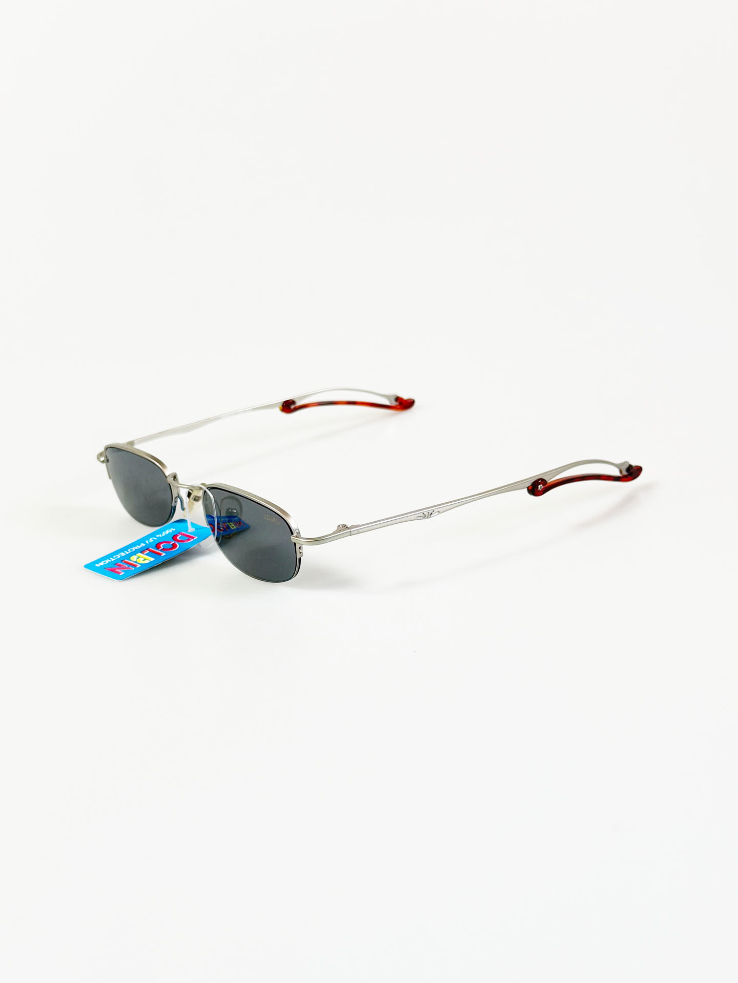 90’s DOLBIN Silver Square Semi-Rimless Metal Frame Sunglasses