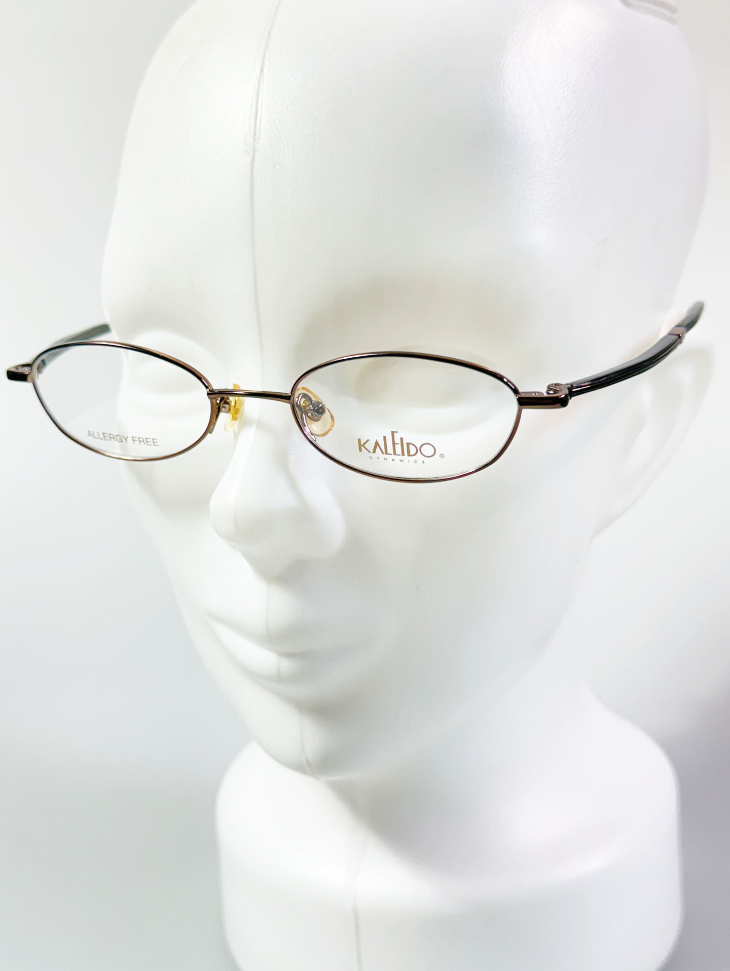 90's KALEIDO Slim Oval Brown Metal Frame Glasses