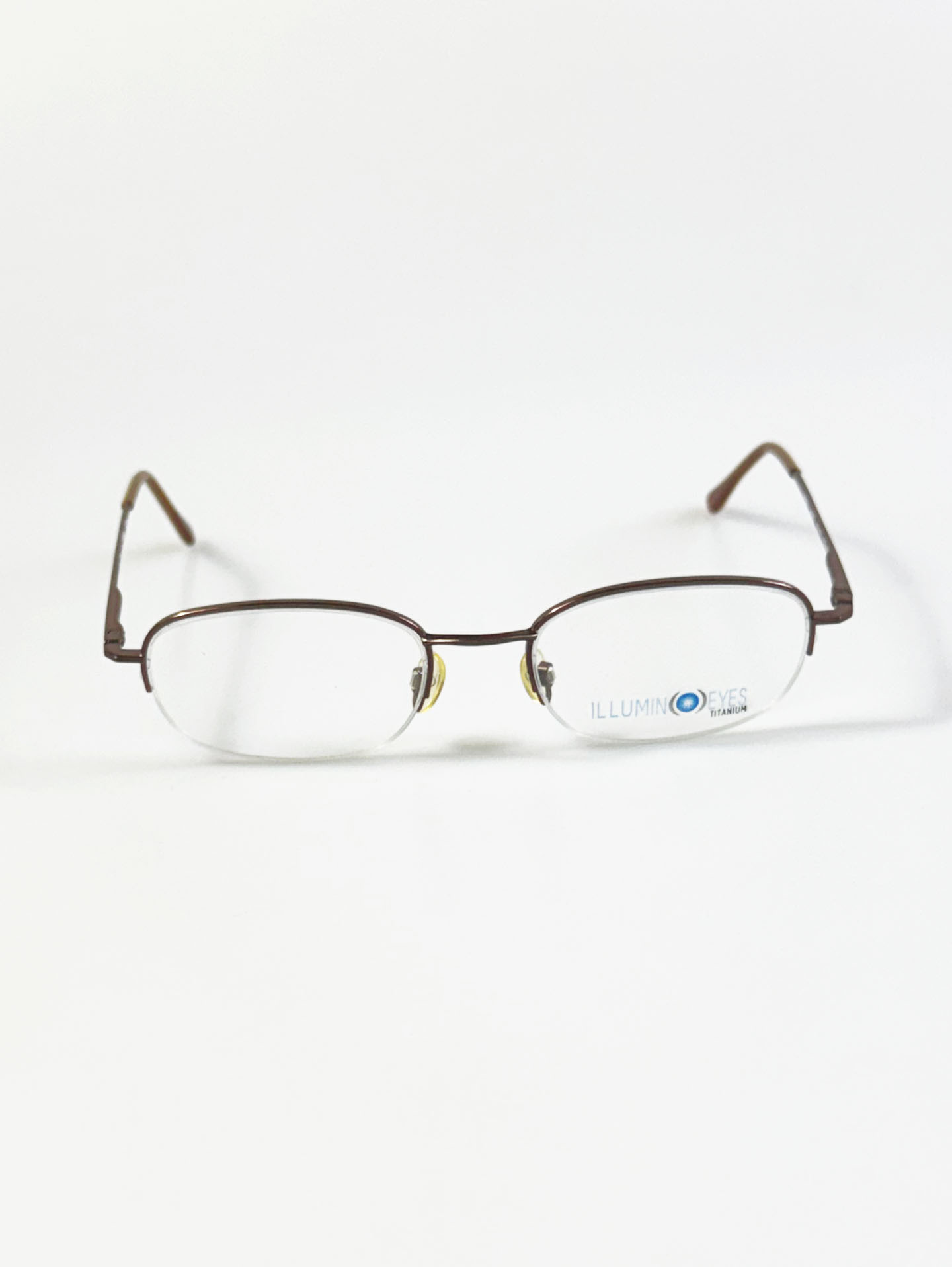 ILLUMIN EYES Bronze Titanium Semi-Rimless Square Frame Glasses