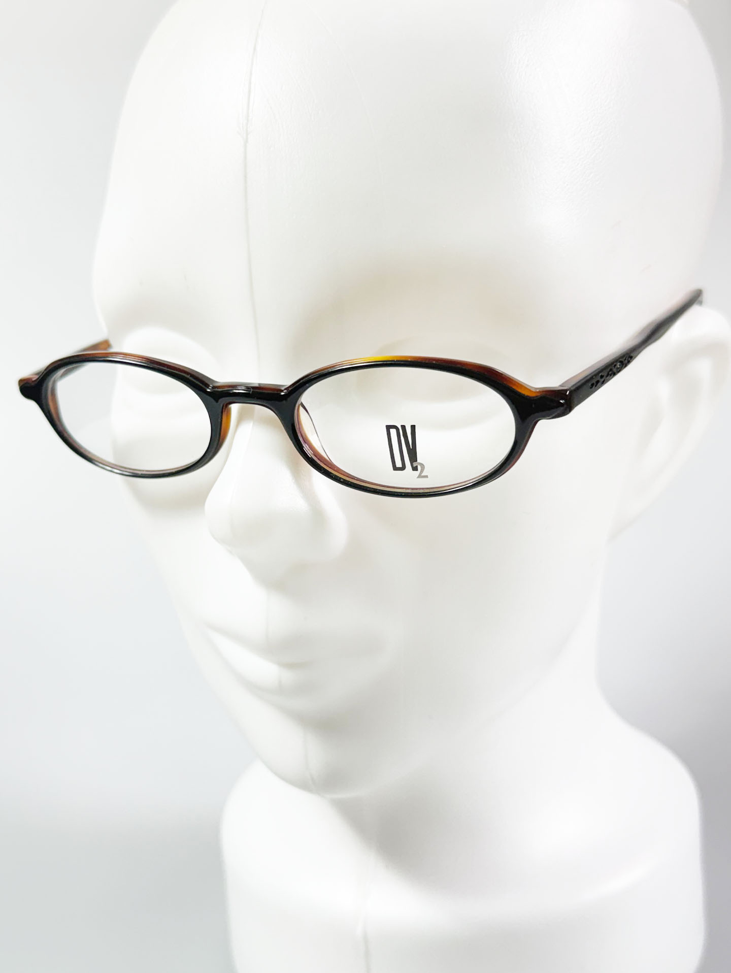 90's DEJAVU Slim Oval Black&Tortoise Horn-Rim Frame Glasses