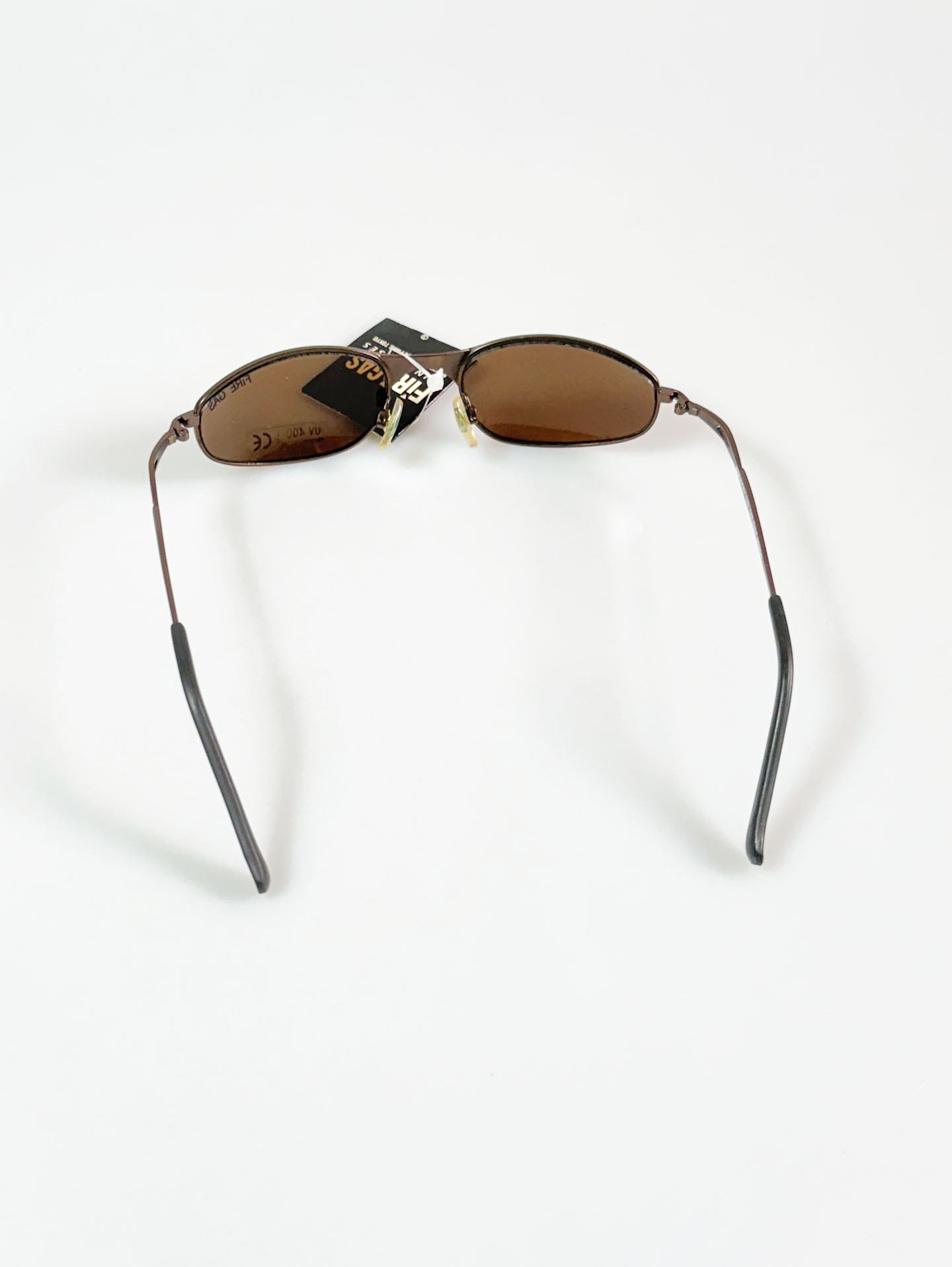 90's FIRE GAS Slim Oval Brown Metal Frame Titned Sunglasses