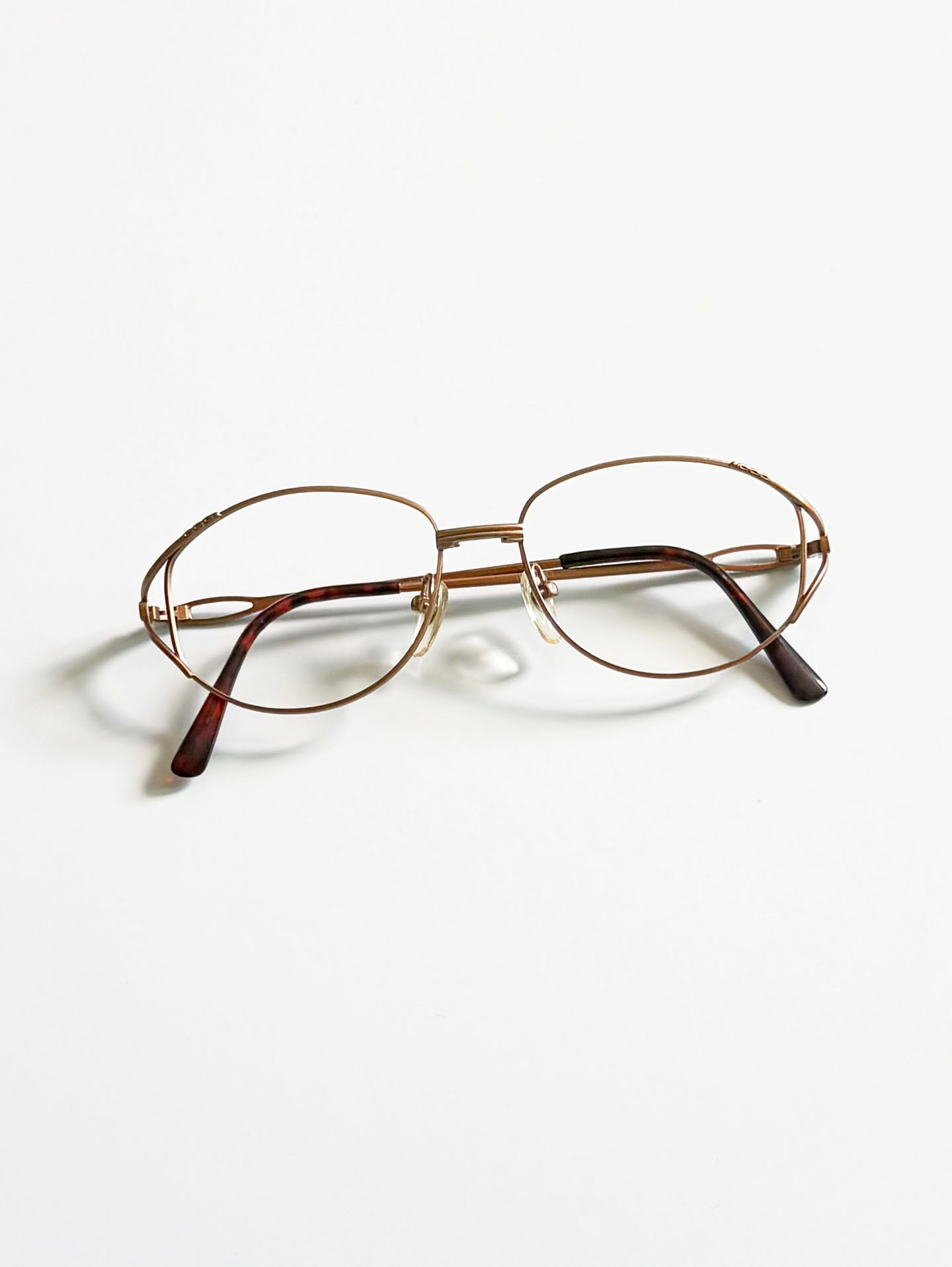 90’s OTIC Bronze Brown Slim Oval Metal Frame Glasses