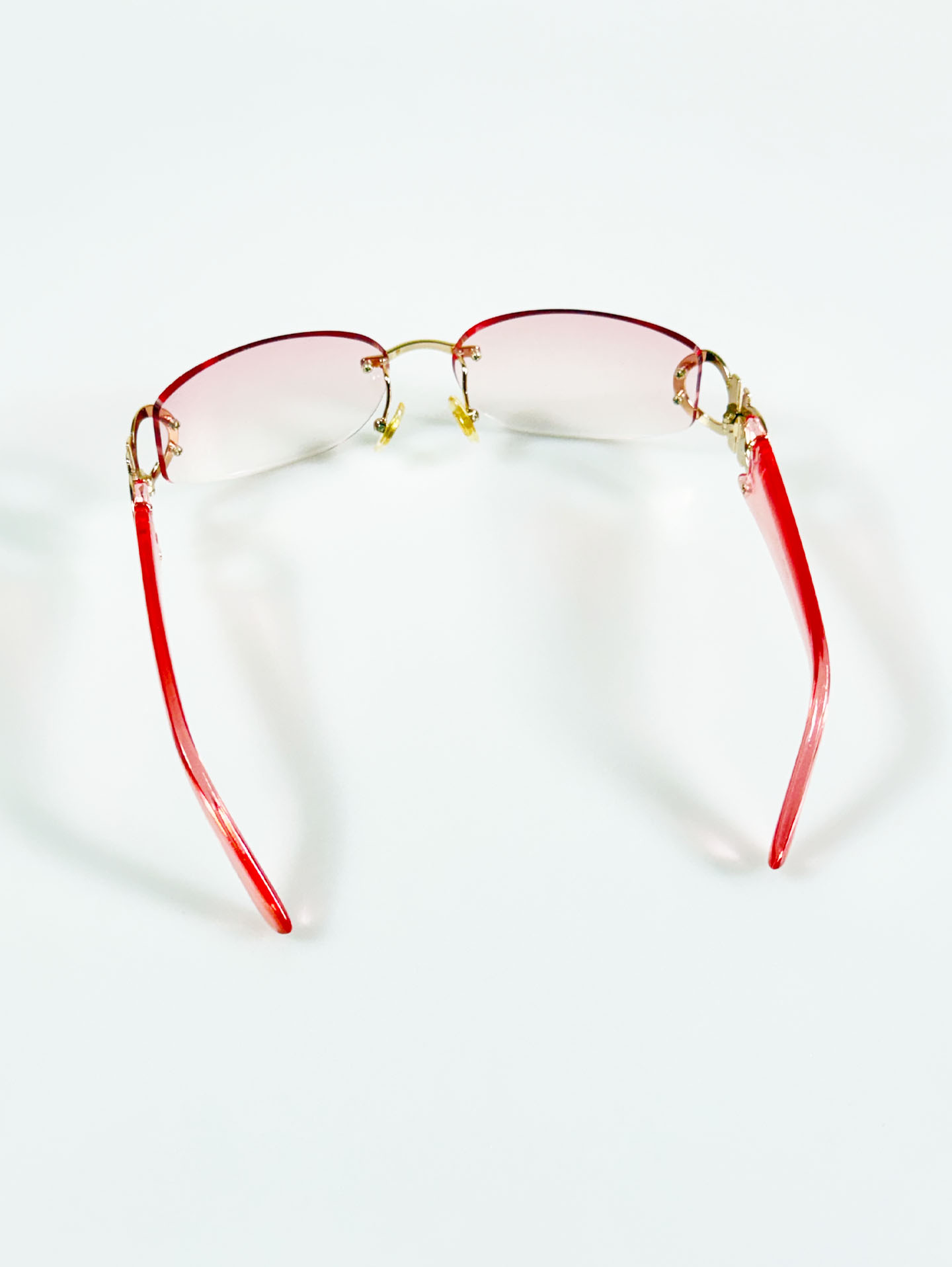 CAPRIO Rimless Square Pink Tint Metal Sunglasses