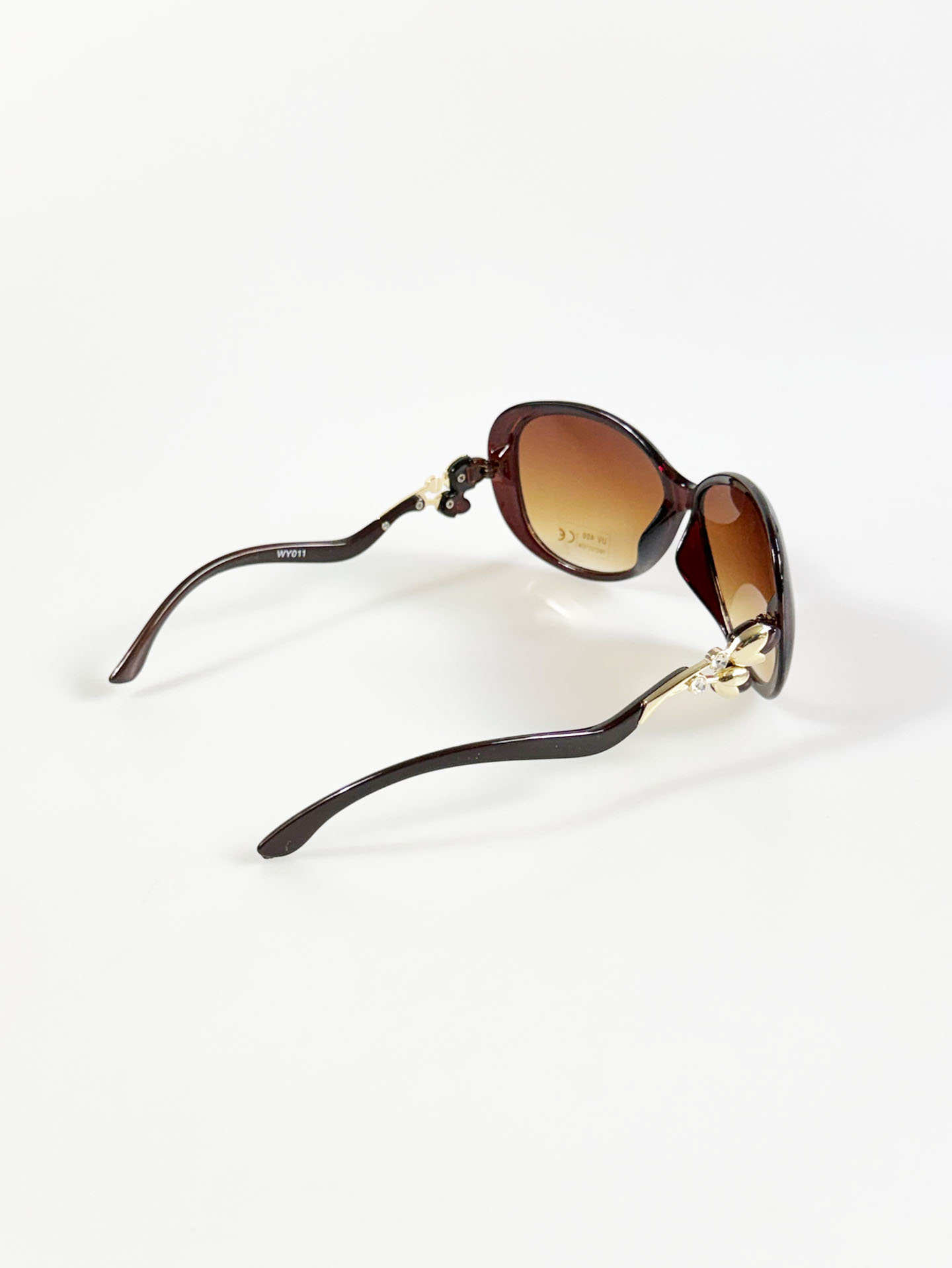 Brown Oversized Butterfly Floral Temple Detail Sunglasses
