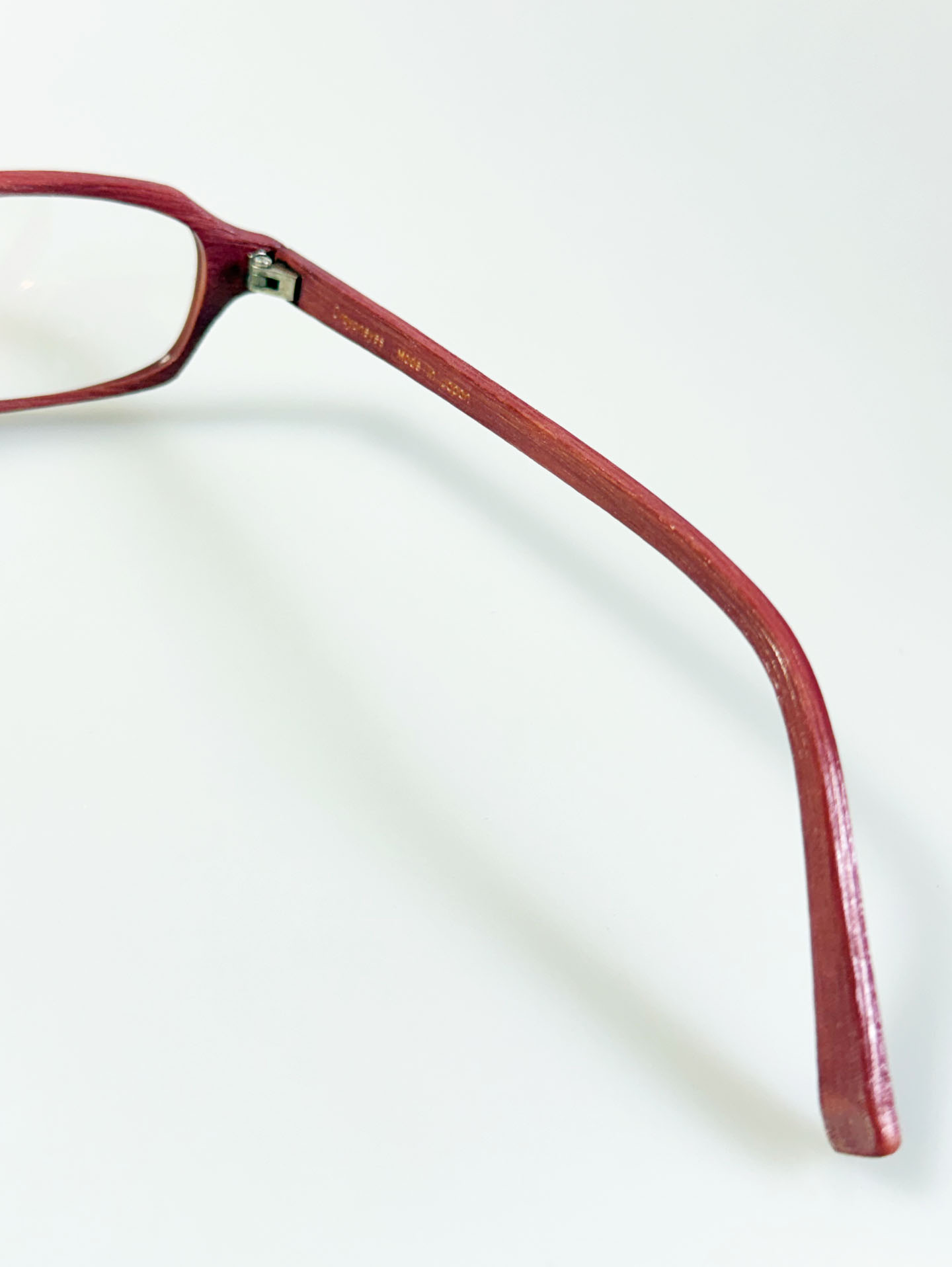 CRAYON EYES Pink Wood Slim Rectangle Frame Glasses (made in Japan)