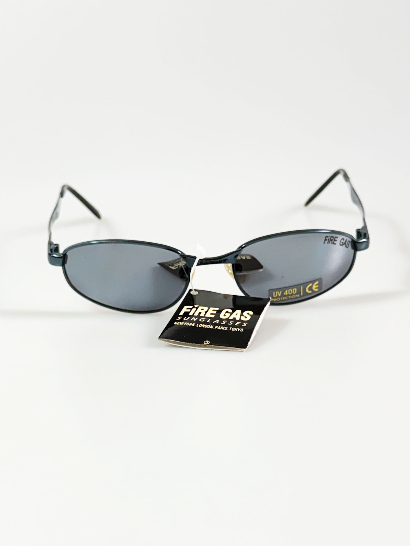 90's FIRE GAS Blue Slim Oval Metal Sunglasses