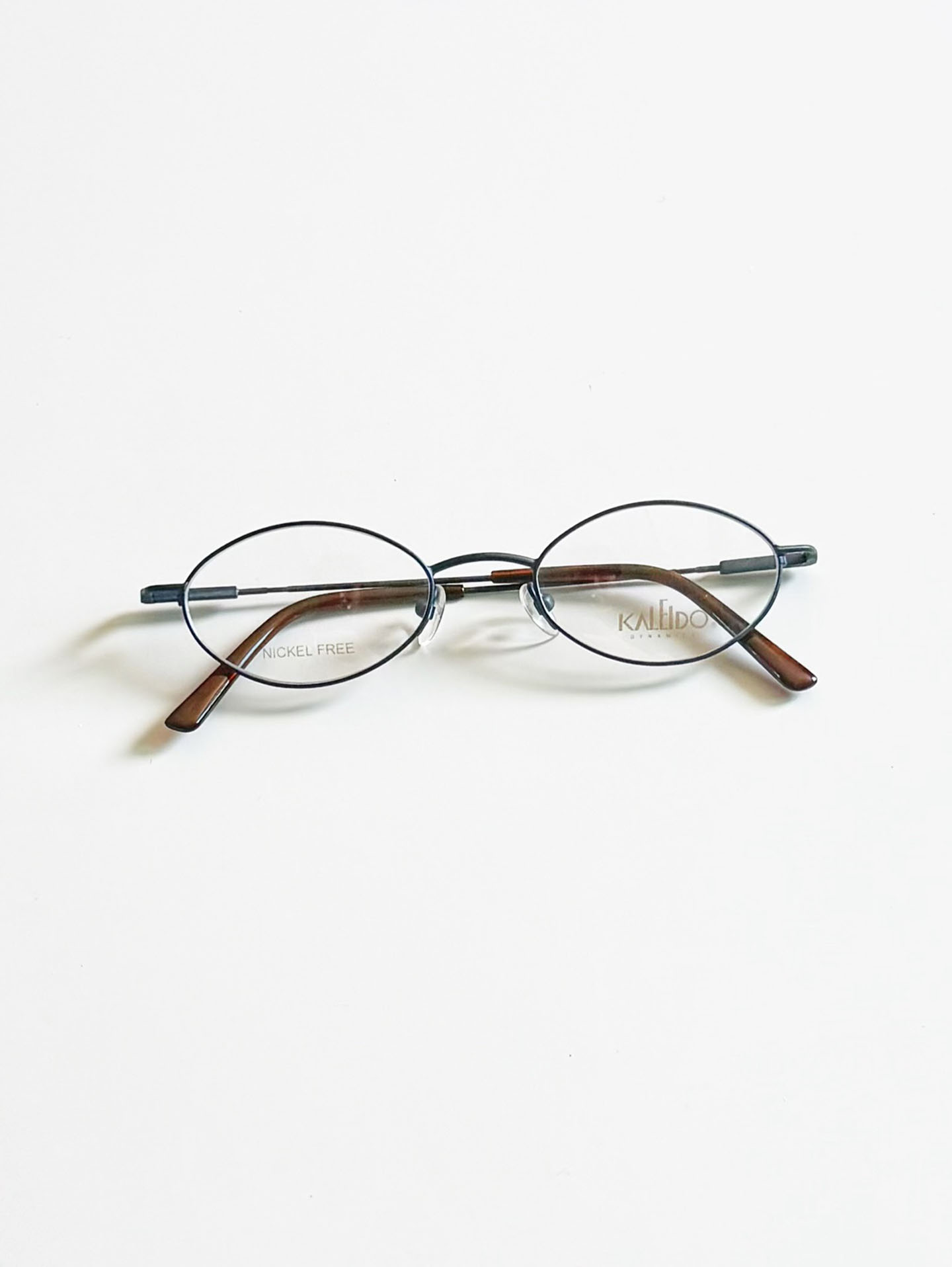 90’s KALEIDO Deep Blue Slim Oval Metal Glasses