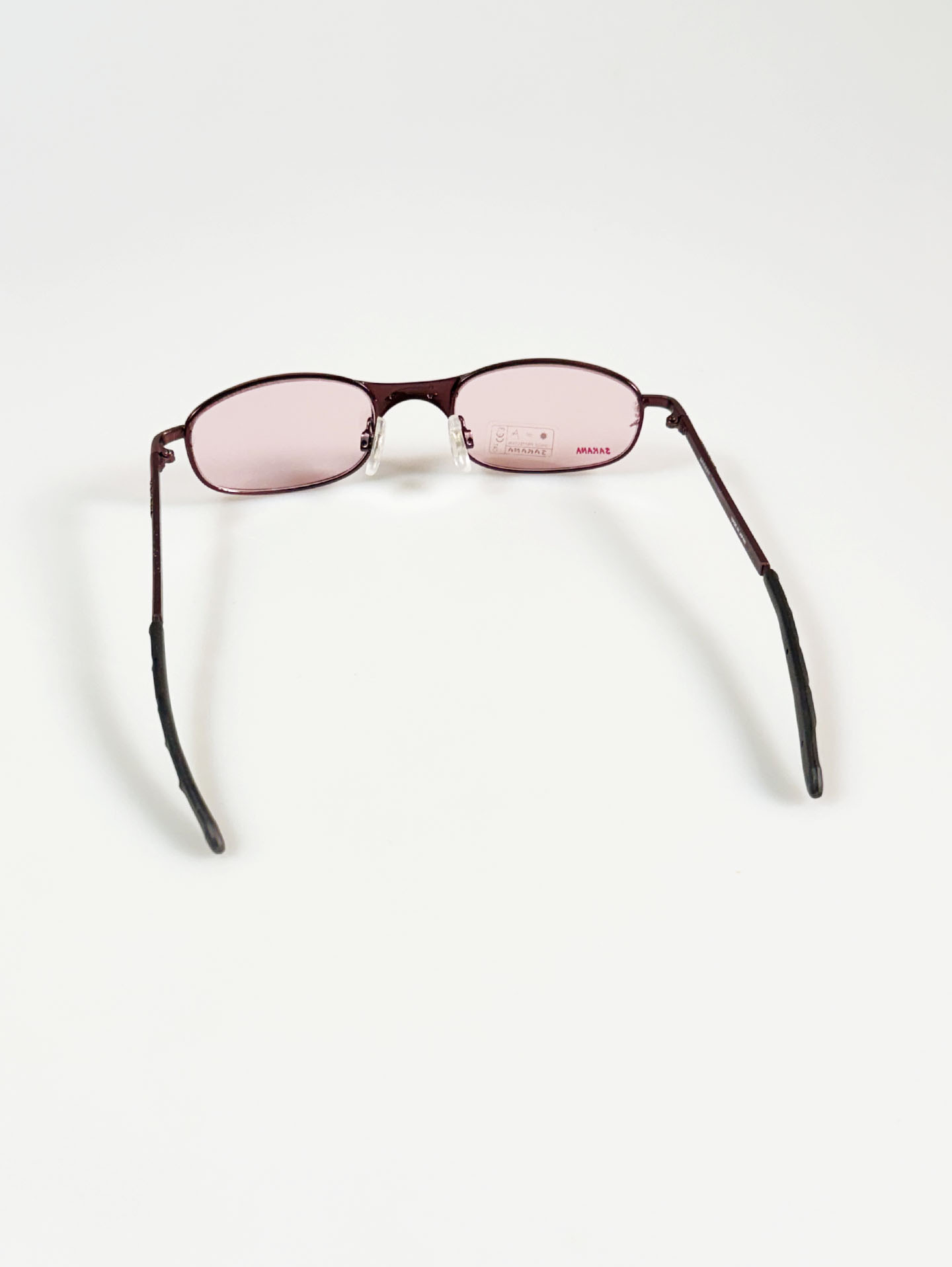 90's SAKANA Dark Pink Metal Slim Oval Frame Sunglasses