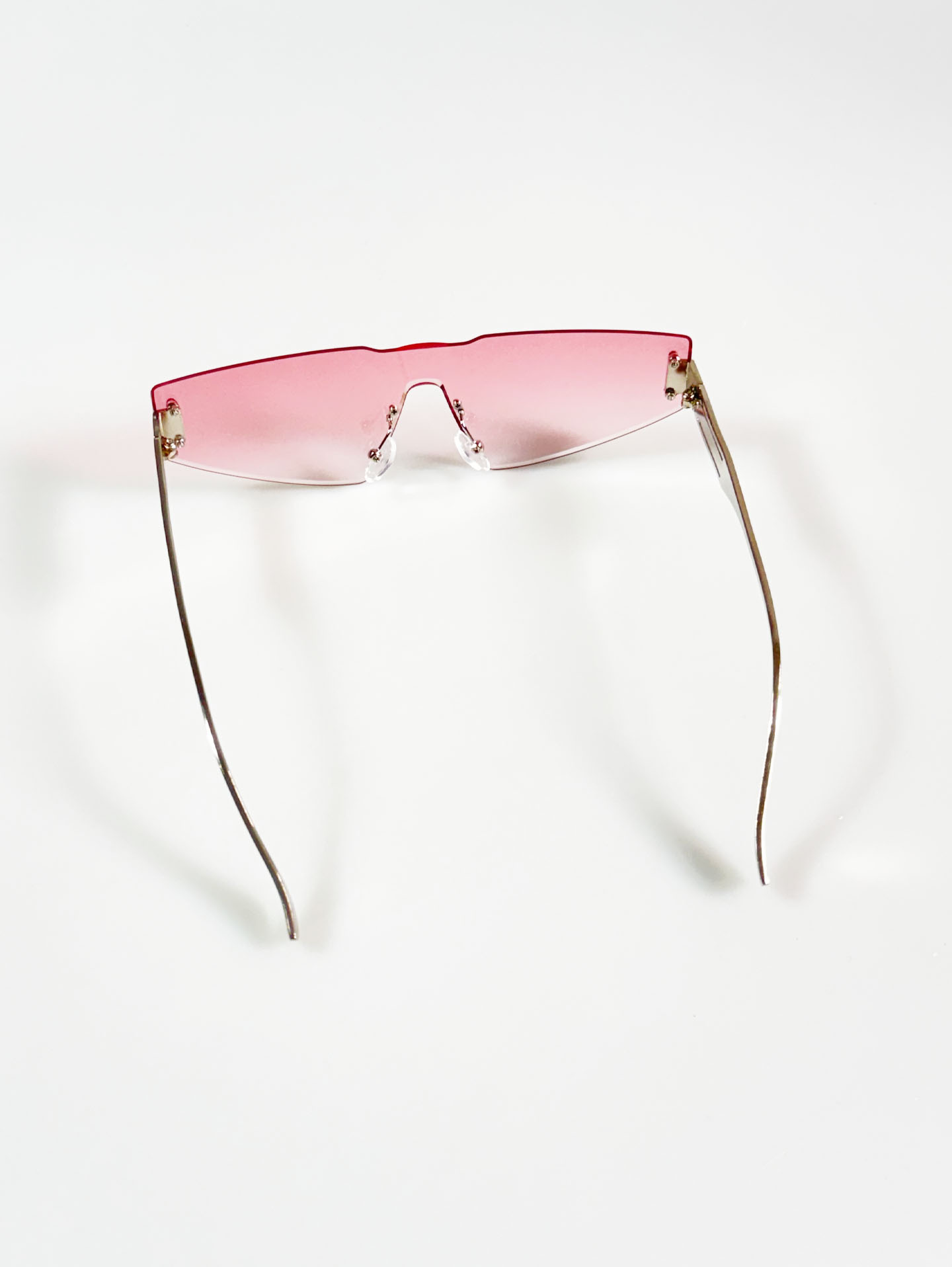 Rimless Shield Pink Gradient Lens Sunglasses