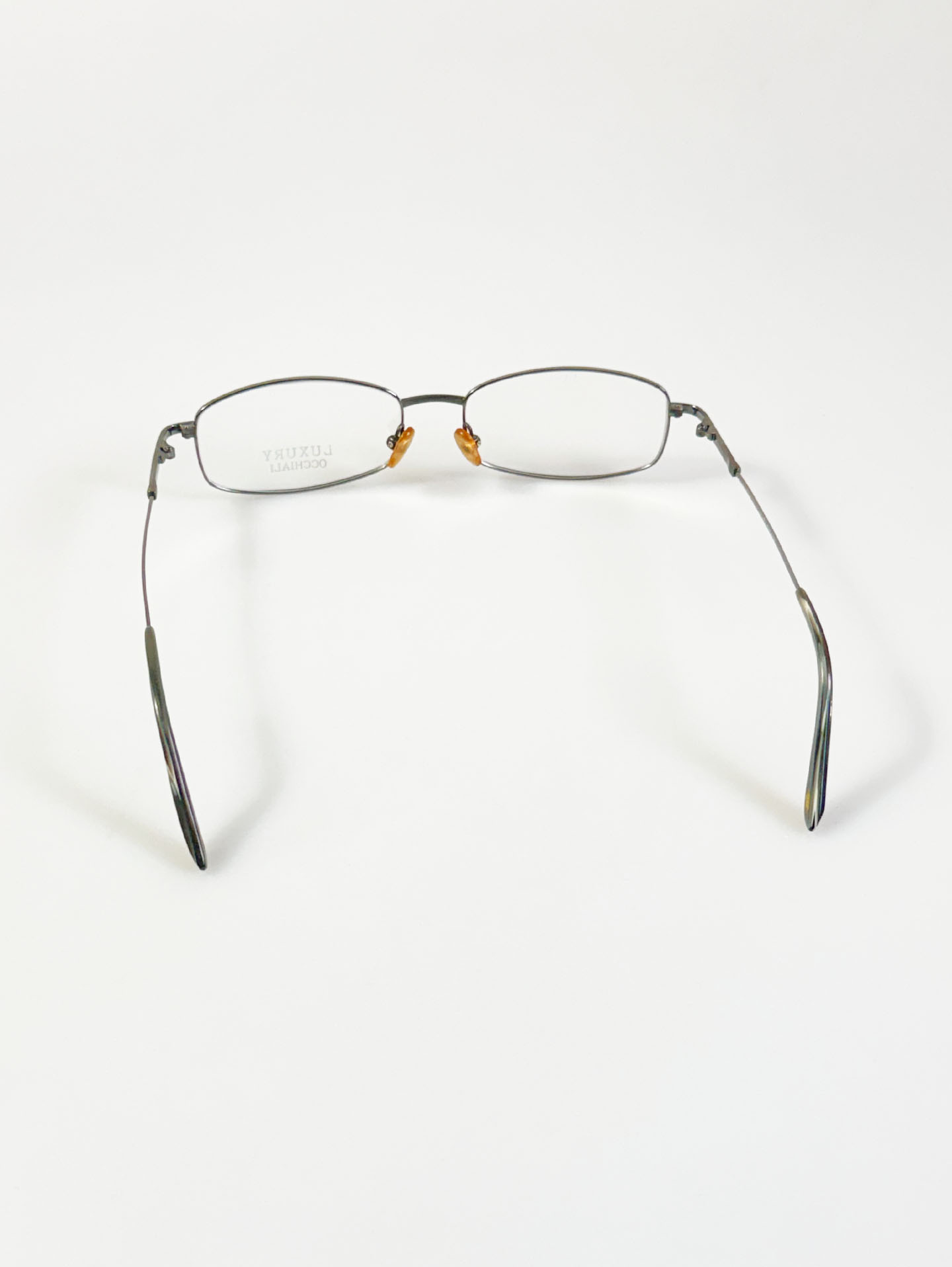 LUXURY OCCHIALI Dark Silver Slim Square Metal Glasses