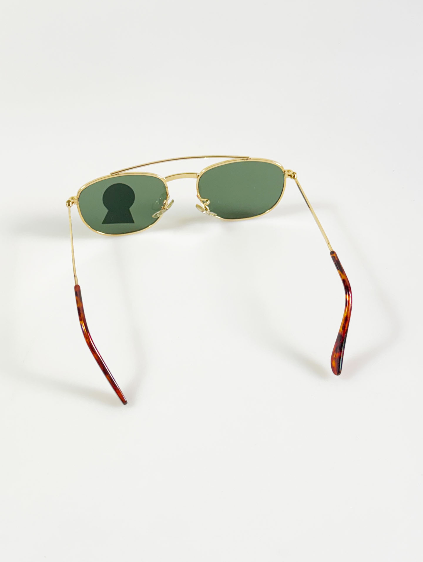 90’s Double Bridge Gold Metal Square Sunglasses