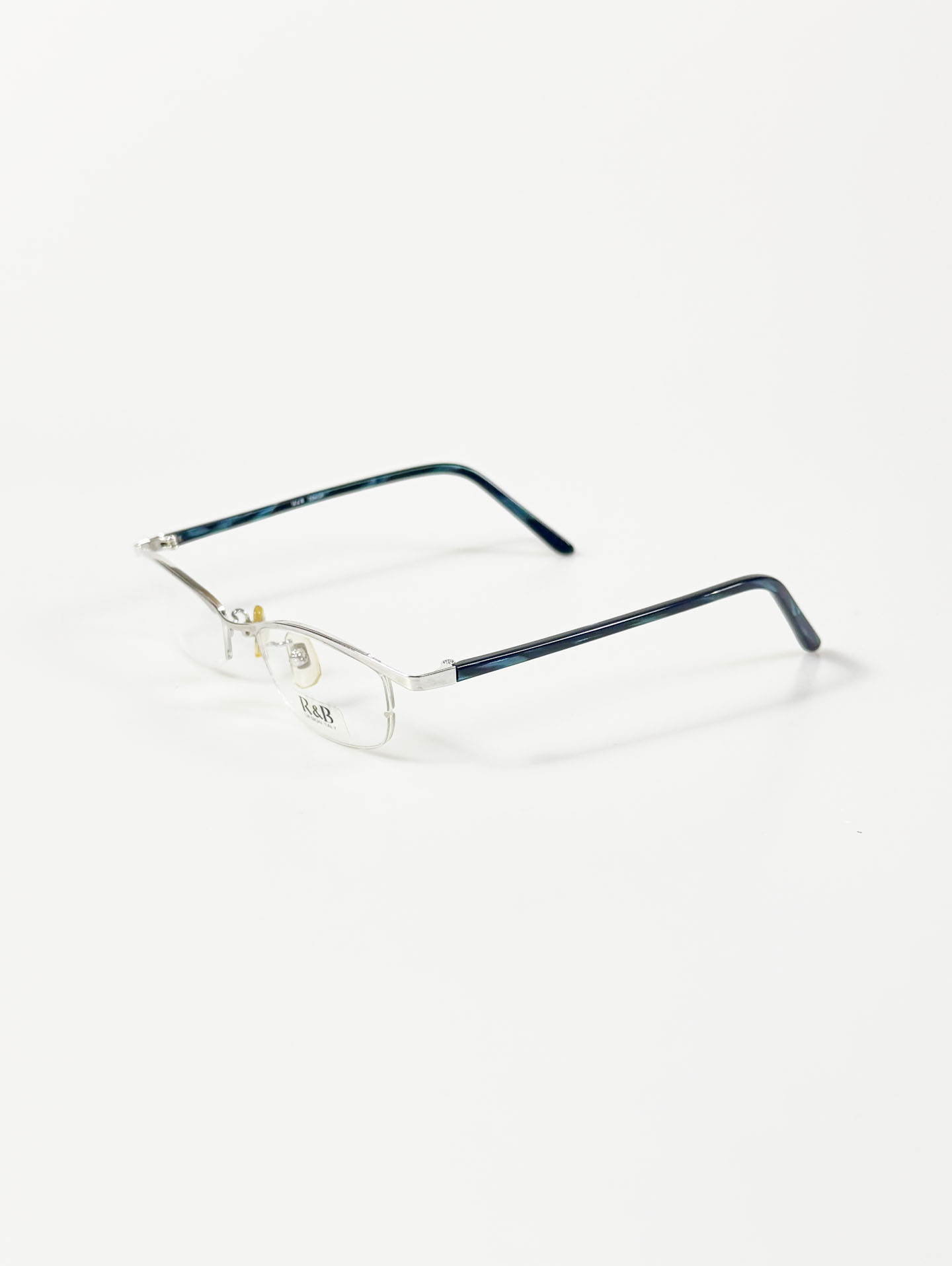 R&B Eyewear Slim Semi-Rimless Silver Tone Metal Frame Glasses