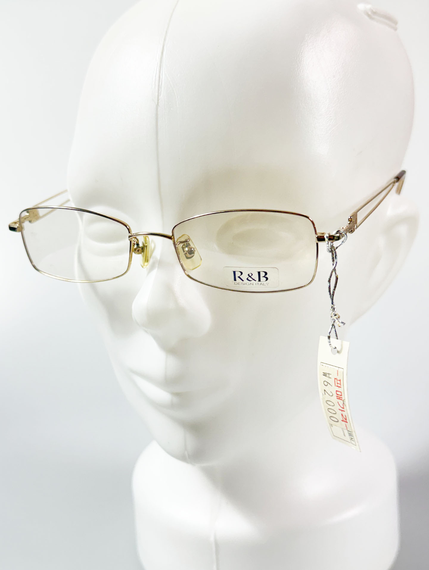 R&B Eyewear Gold Slim Square Metal Frame Glasses
