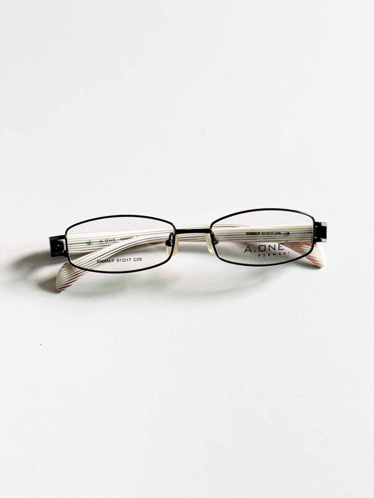 A.ONE Black Slim Square Metal Glasses