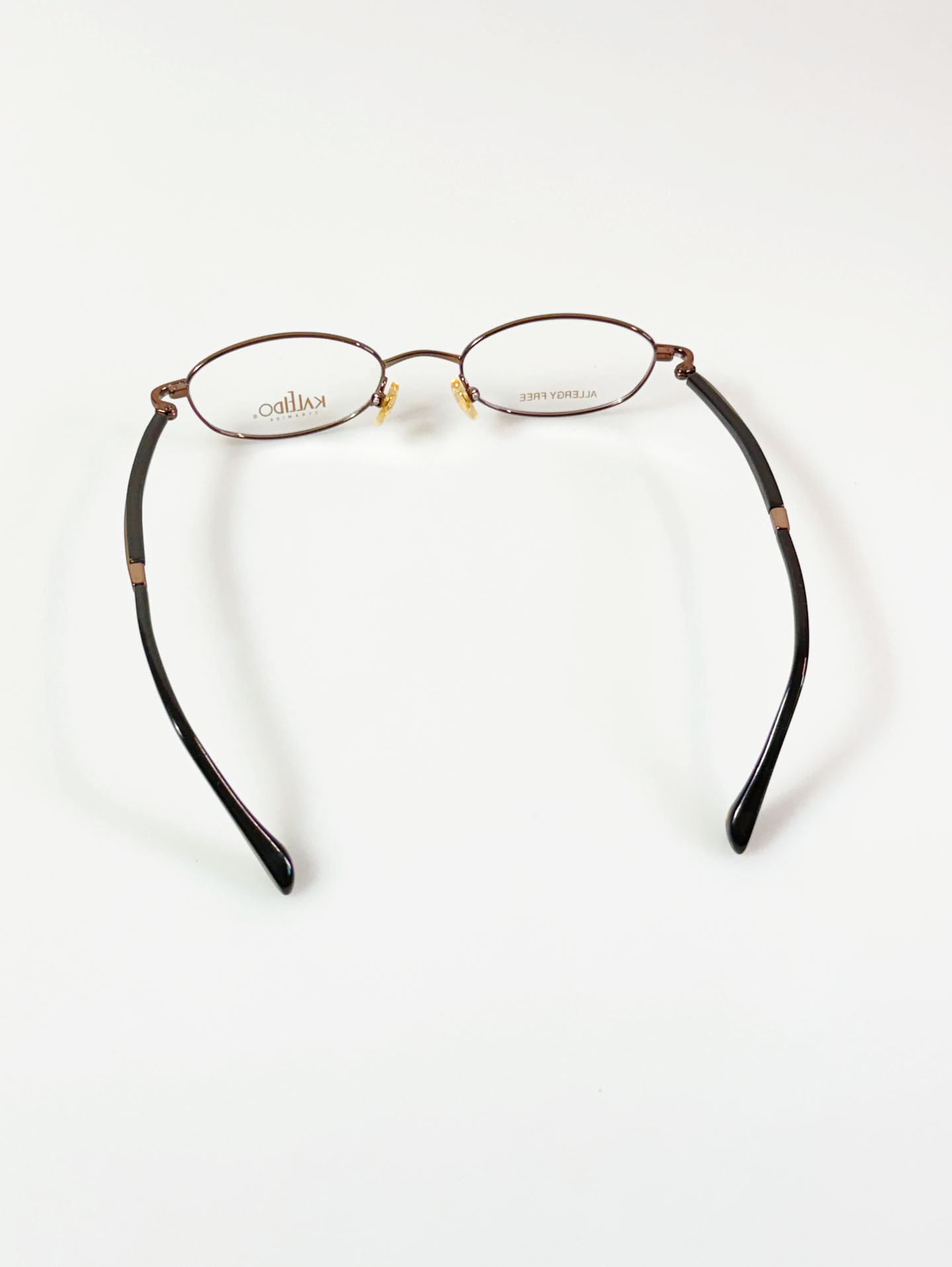 90's KALEIDO Slim Oval Brown Metal Frame Glasses