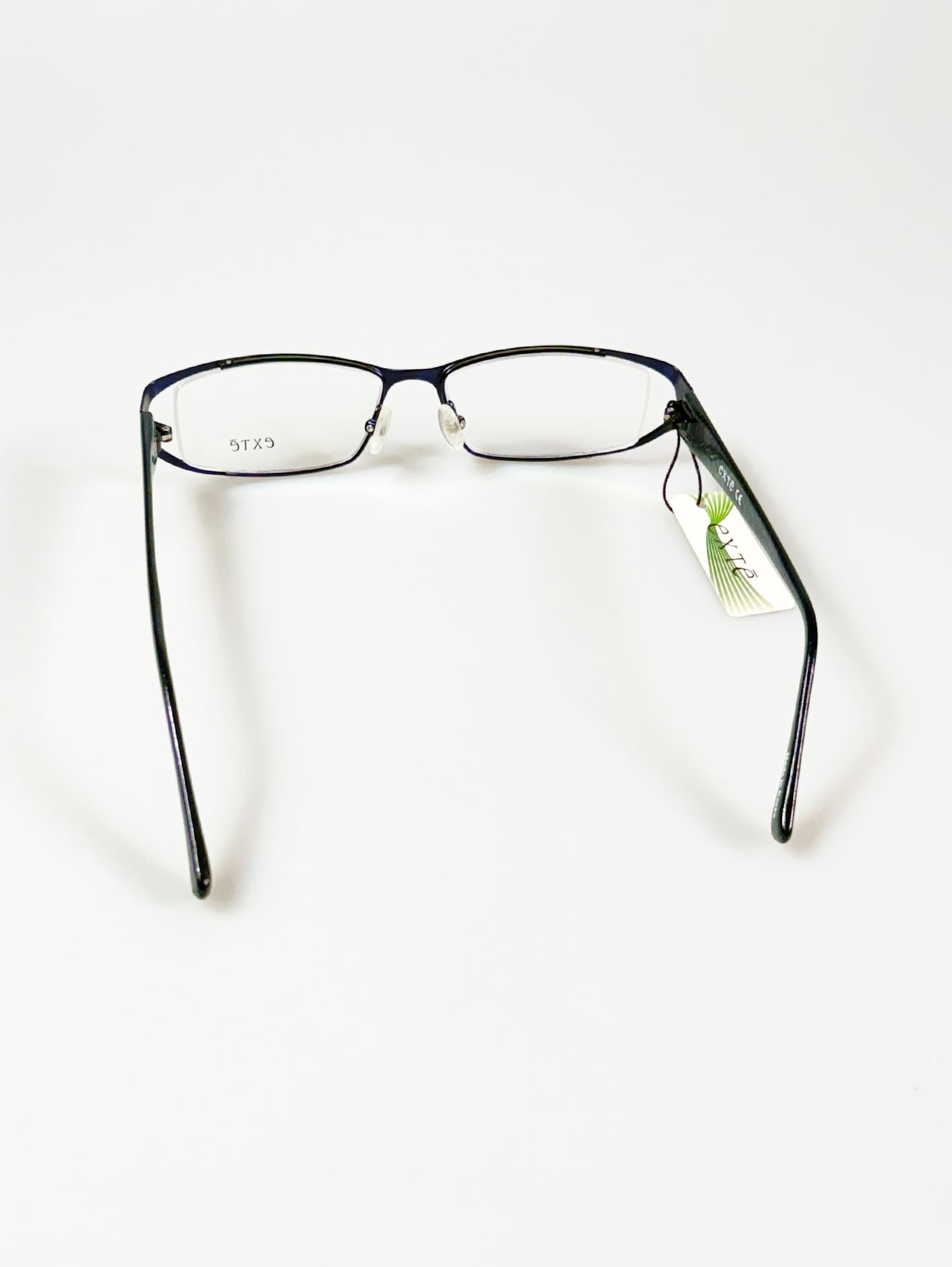 EXTE Dark Silver Slim Square Metal Frame Glasses