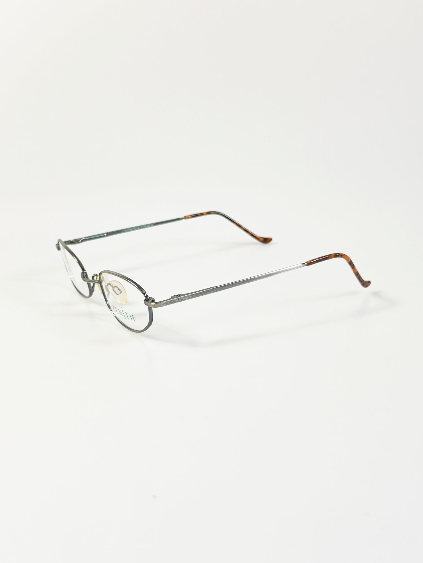 90's ZENITH Dark Silver Slim Oval Metal Frame Glasses