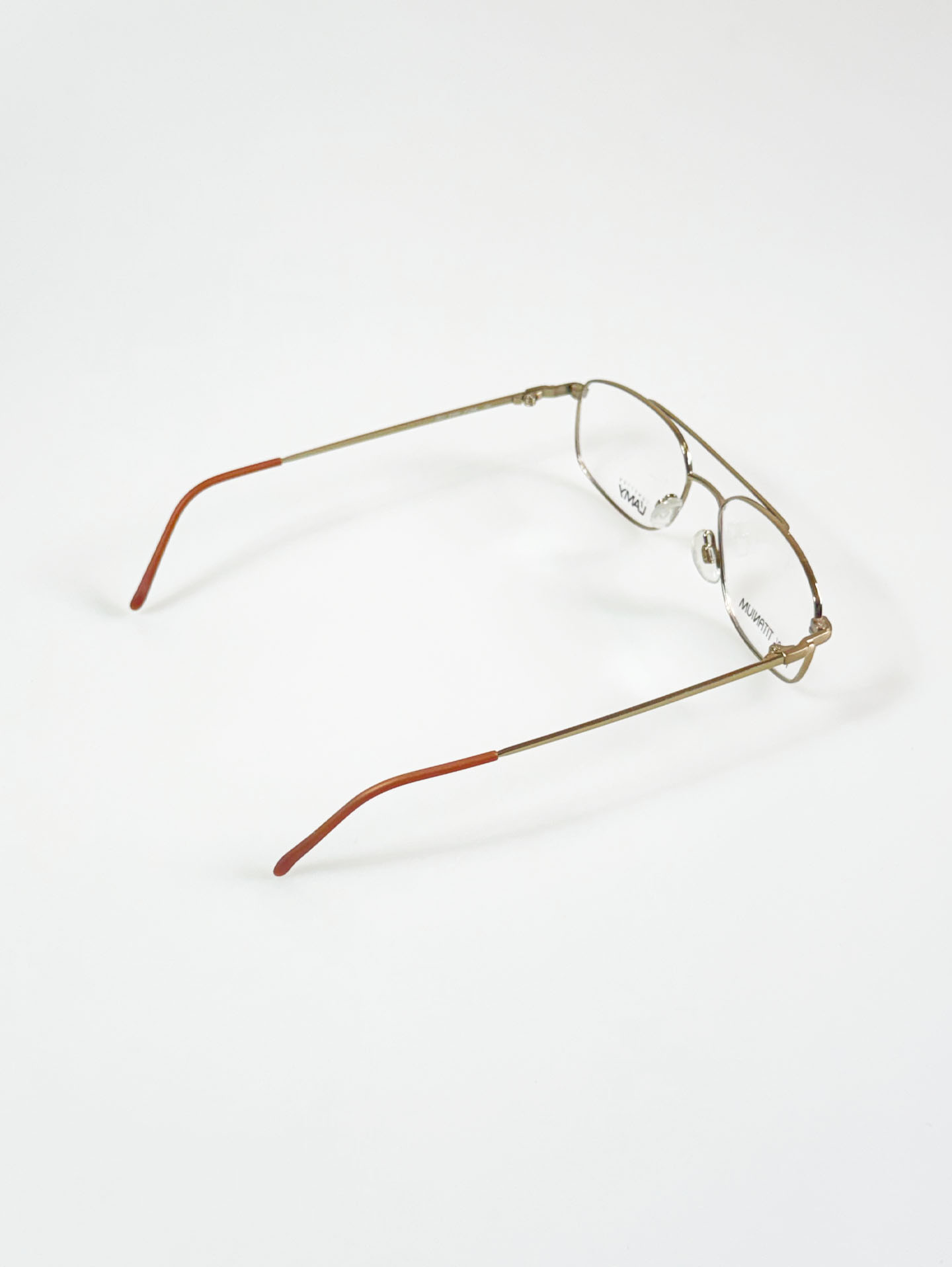 LAMY Golde Tone Titanium Slim Square Boeing Metal Frame Glasses