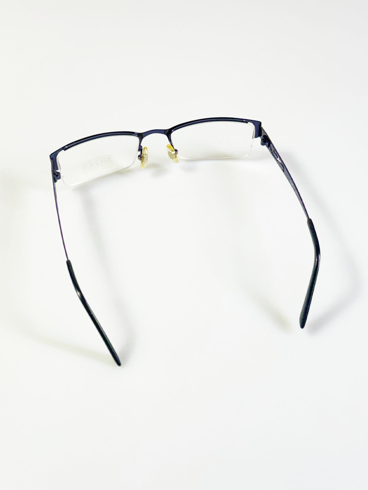 HARU Semi-Rimless Navy Square Metal Frame Glasses