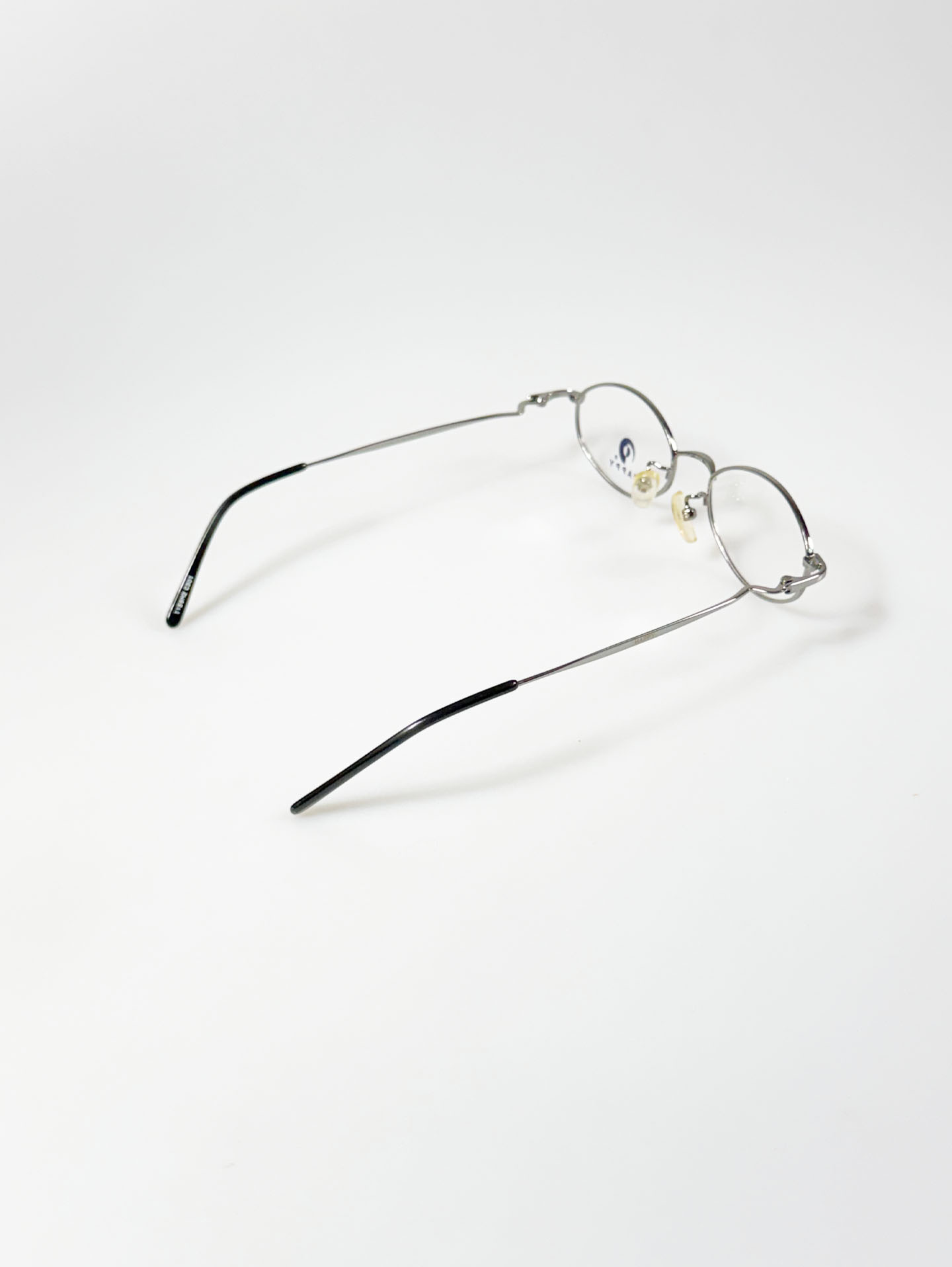 90's HAPPY OPTICAL Silver Slim Oval Metal Frame Glasses