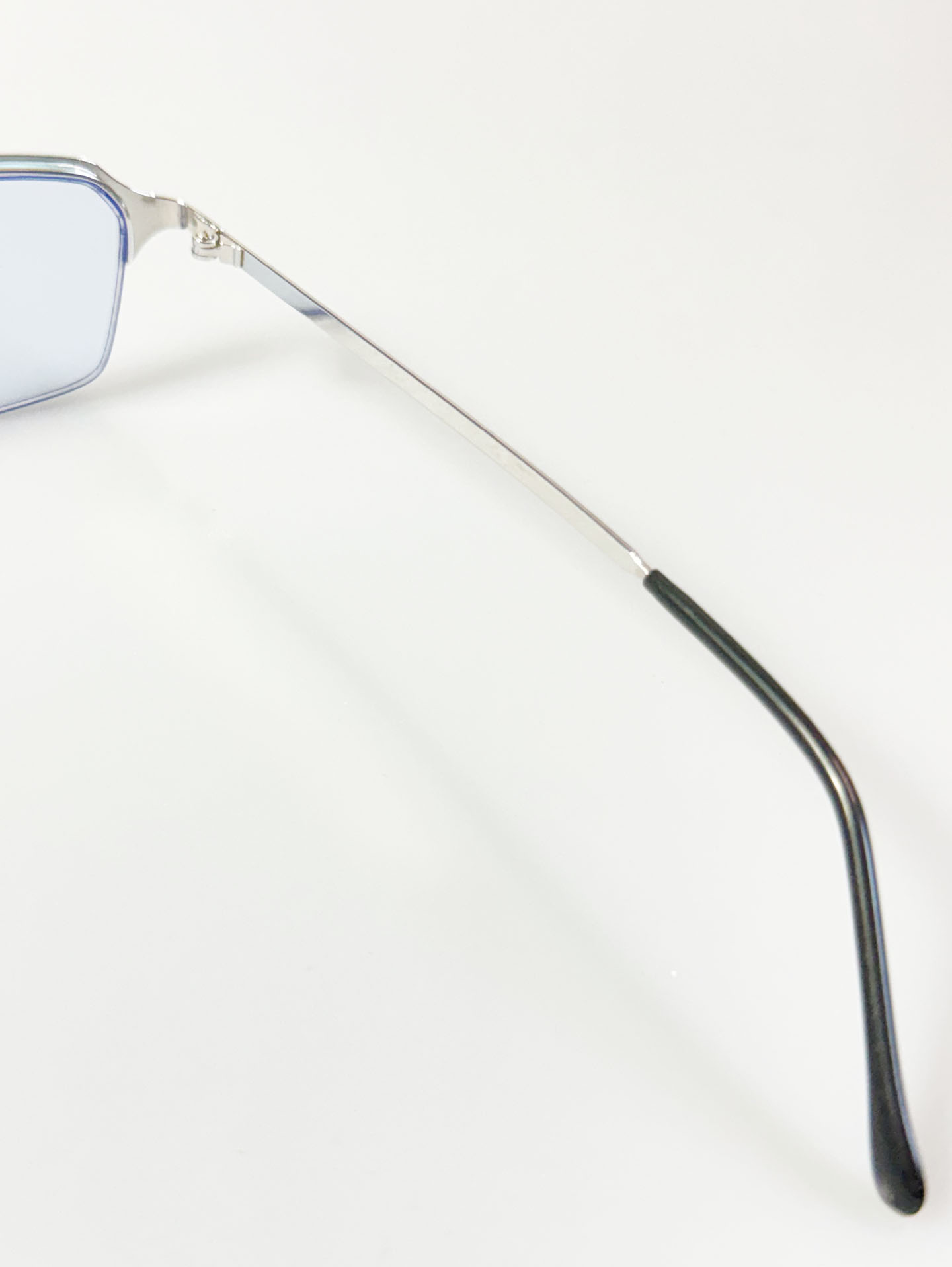 Slim Square Semi-Rimless Silver Metal Tinted Glasses