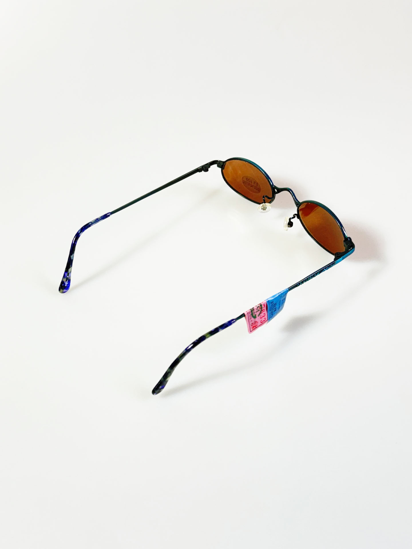 90's Christian Kevin Slim Oval Deep Blue Metal Frame Sunglasses