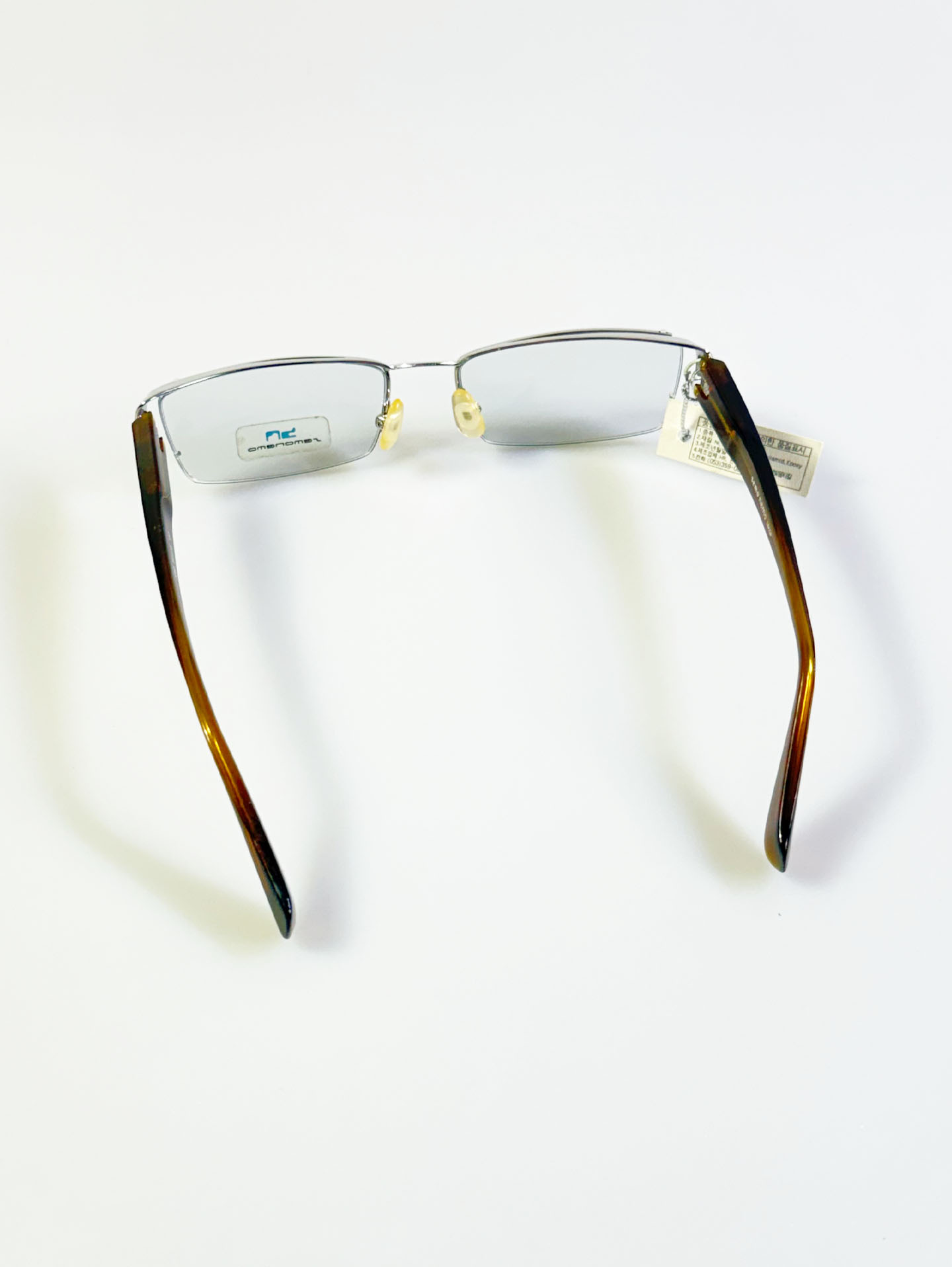 SEMONEMO Silver Half-Rim Square Metal Frame Glasses