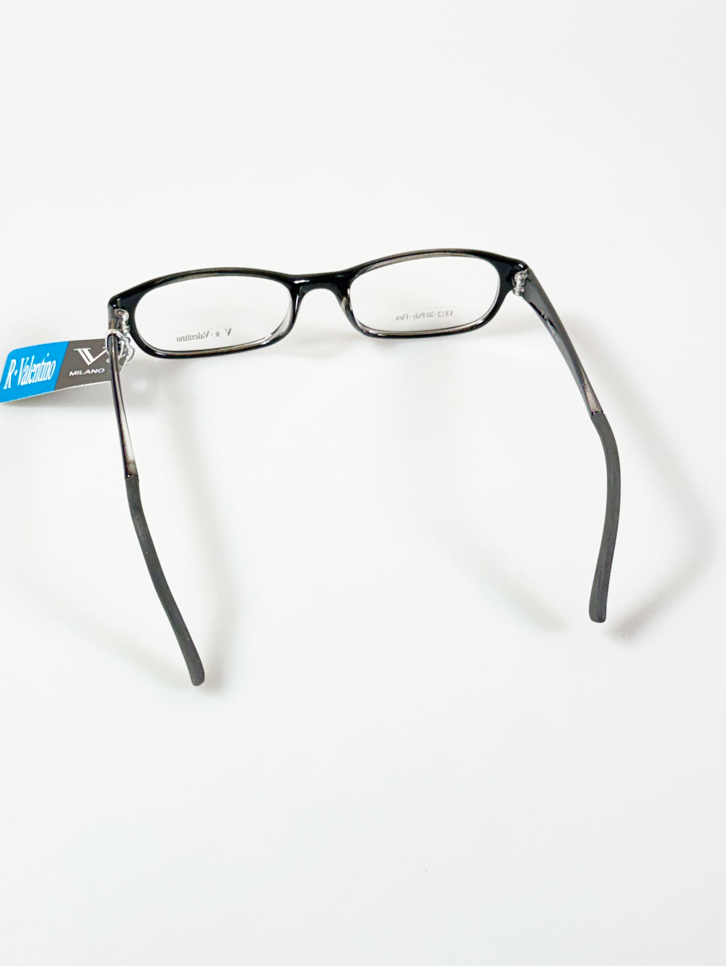90's RUDOLPH VALENTINE Black Slim Square Horn-Rim Glasses