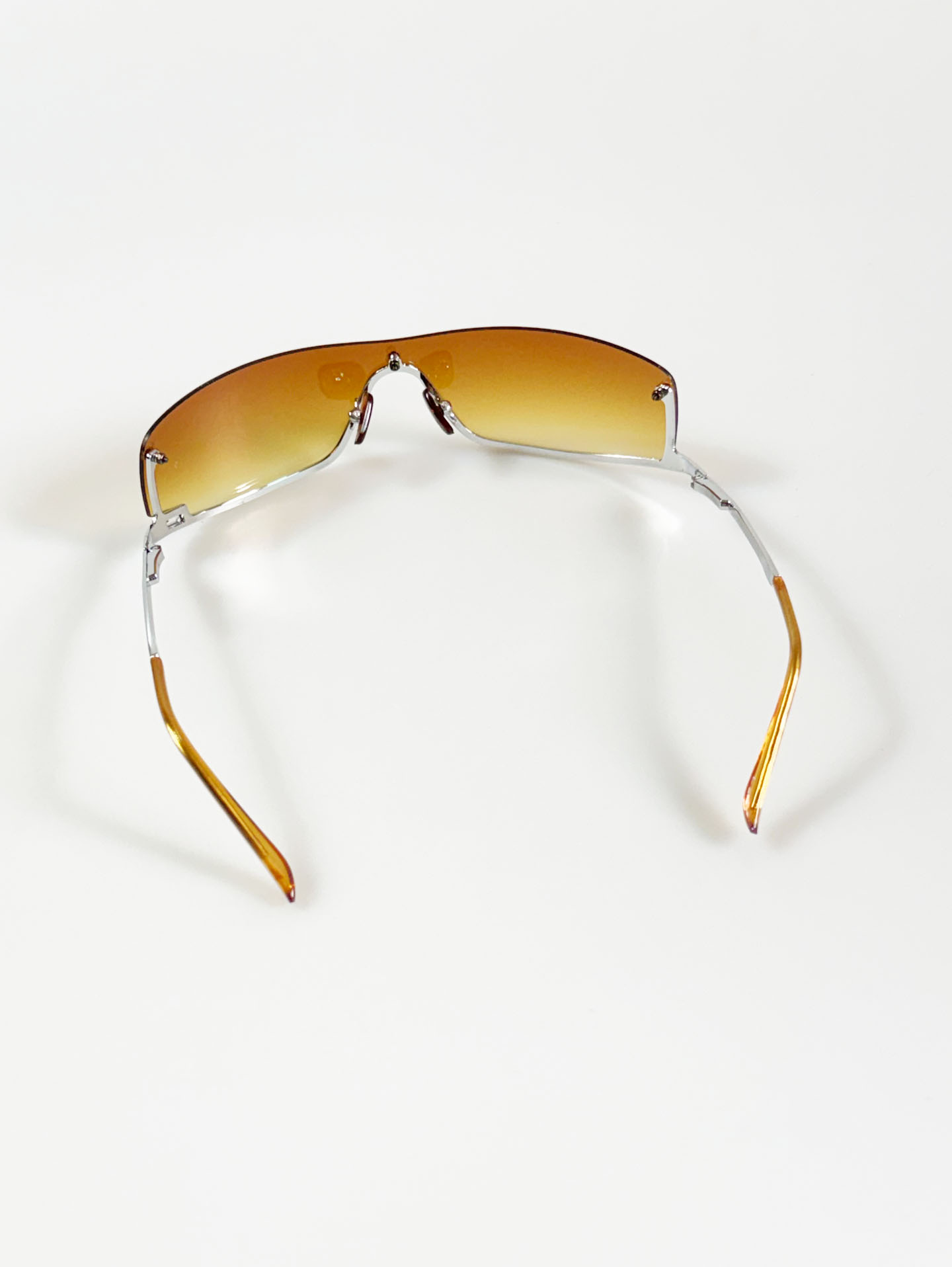 Rimless Shield Square Metal Tint Sunglasses