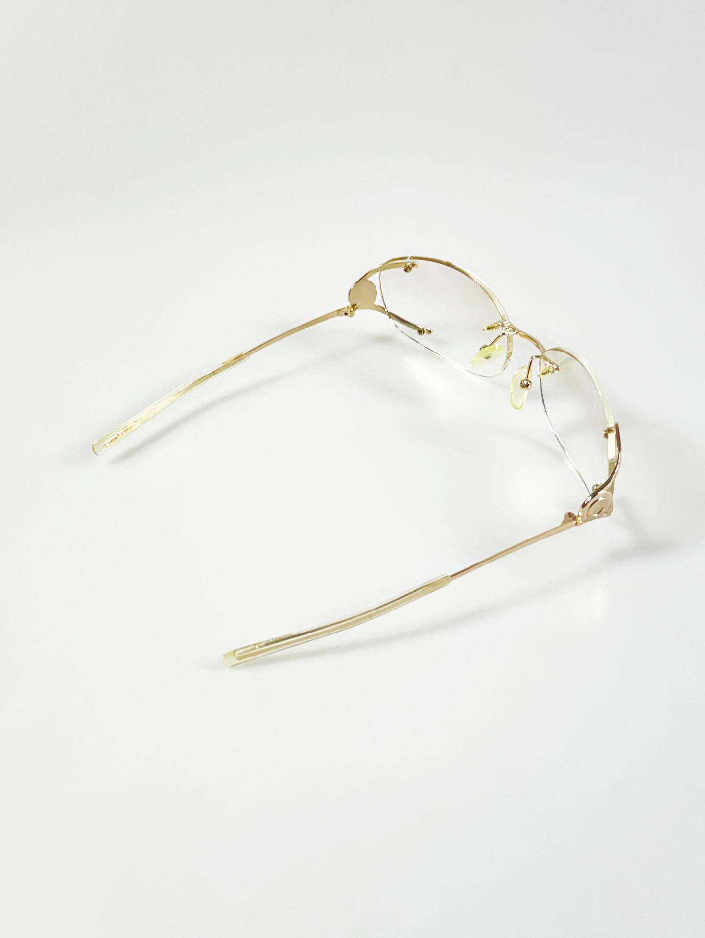 90's KALEIDO Gold Semi-Rimless Square Metal Frame Glasses